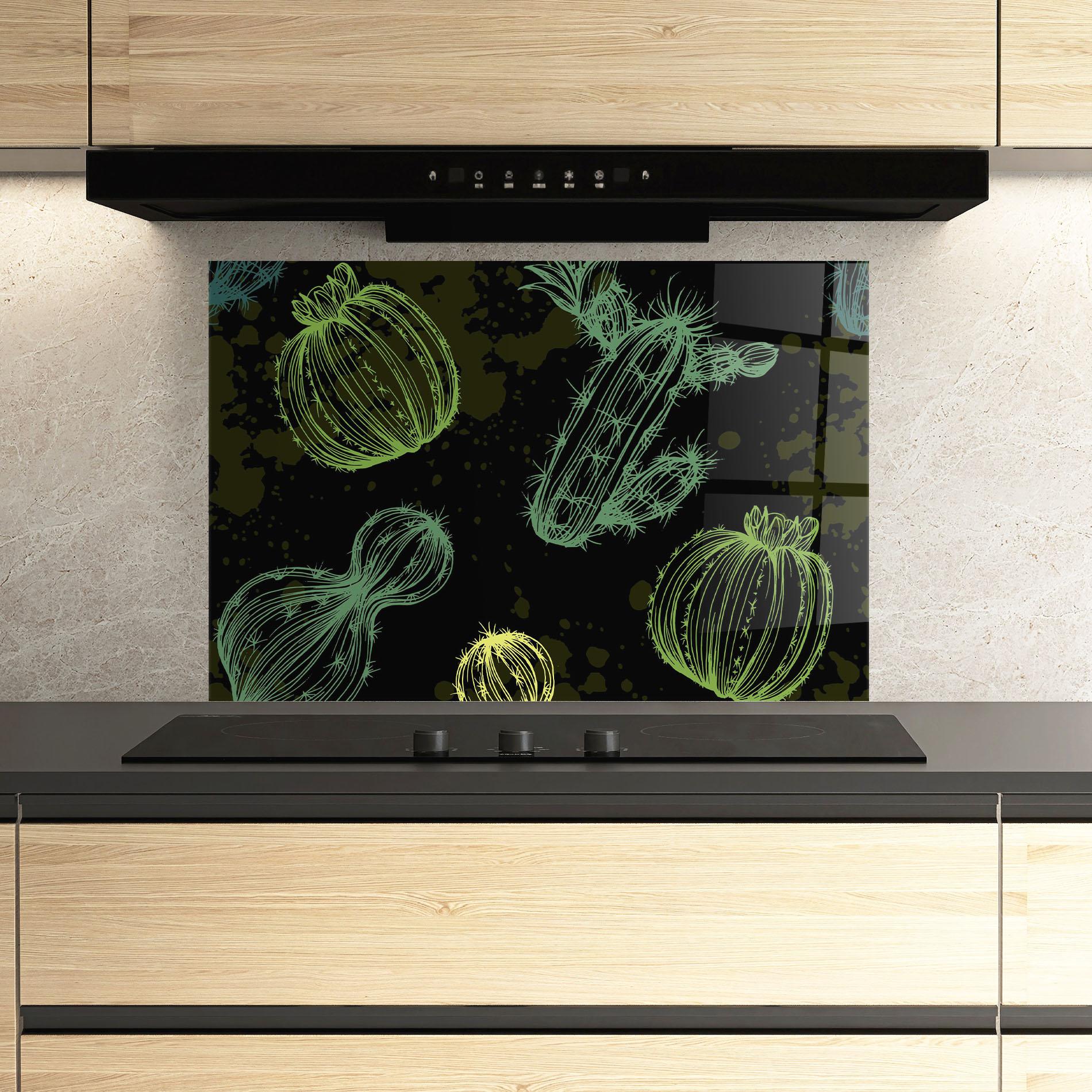 Konyhai üveg hátfal Cactus Art mockup 3