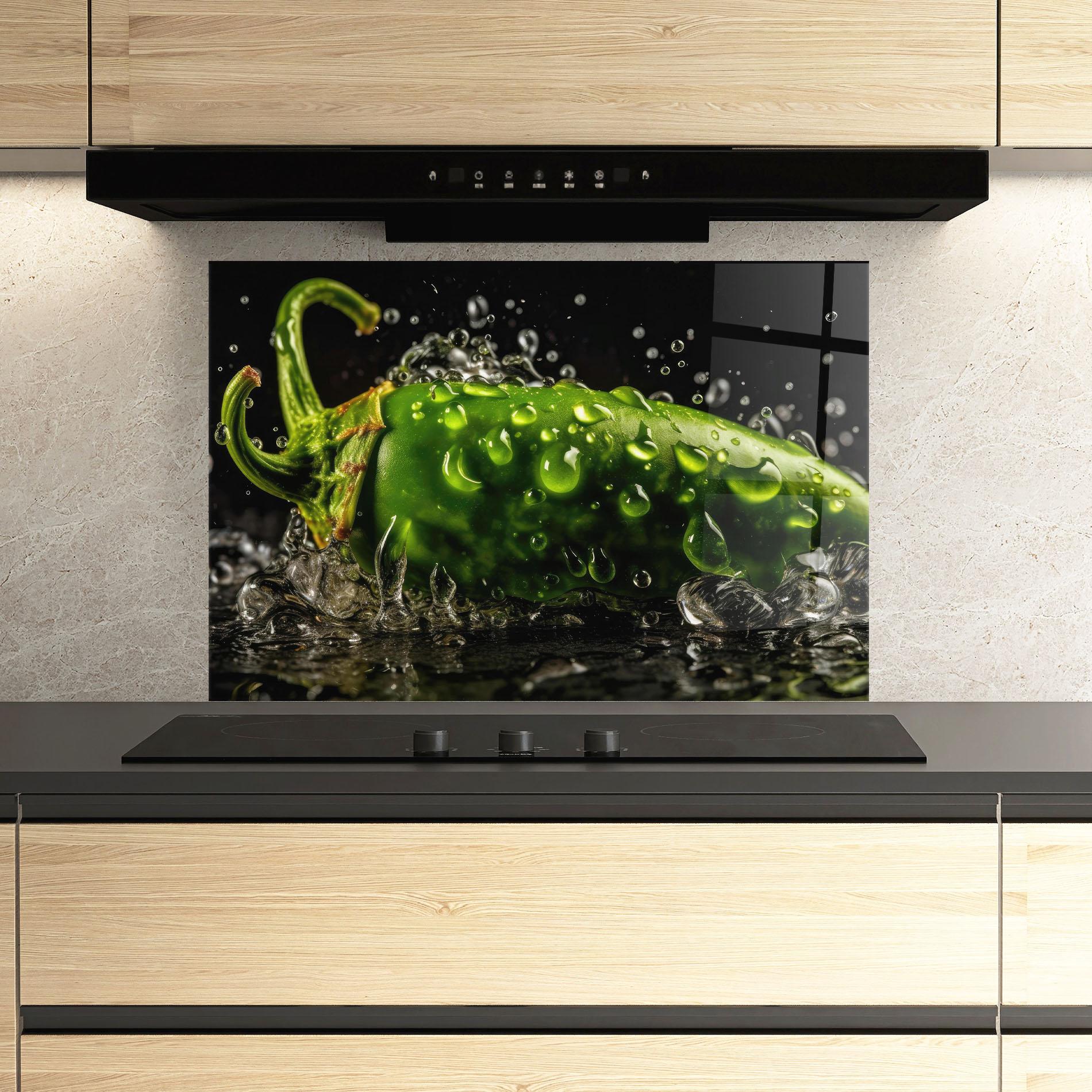 Konyhai üveg hátfal Chili Splash mockup 3