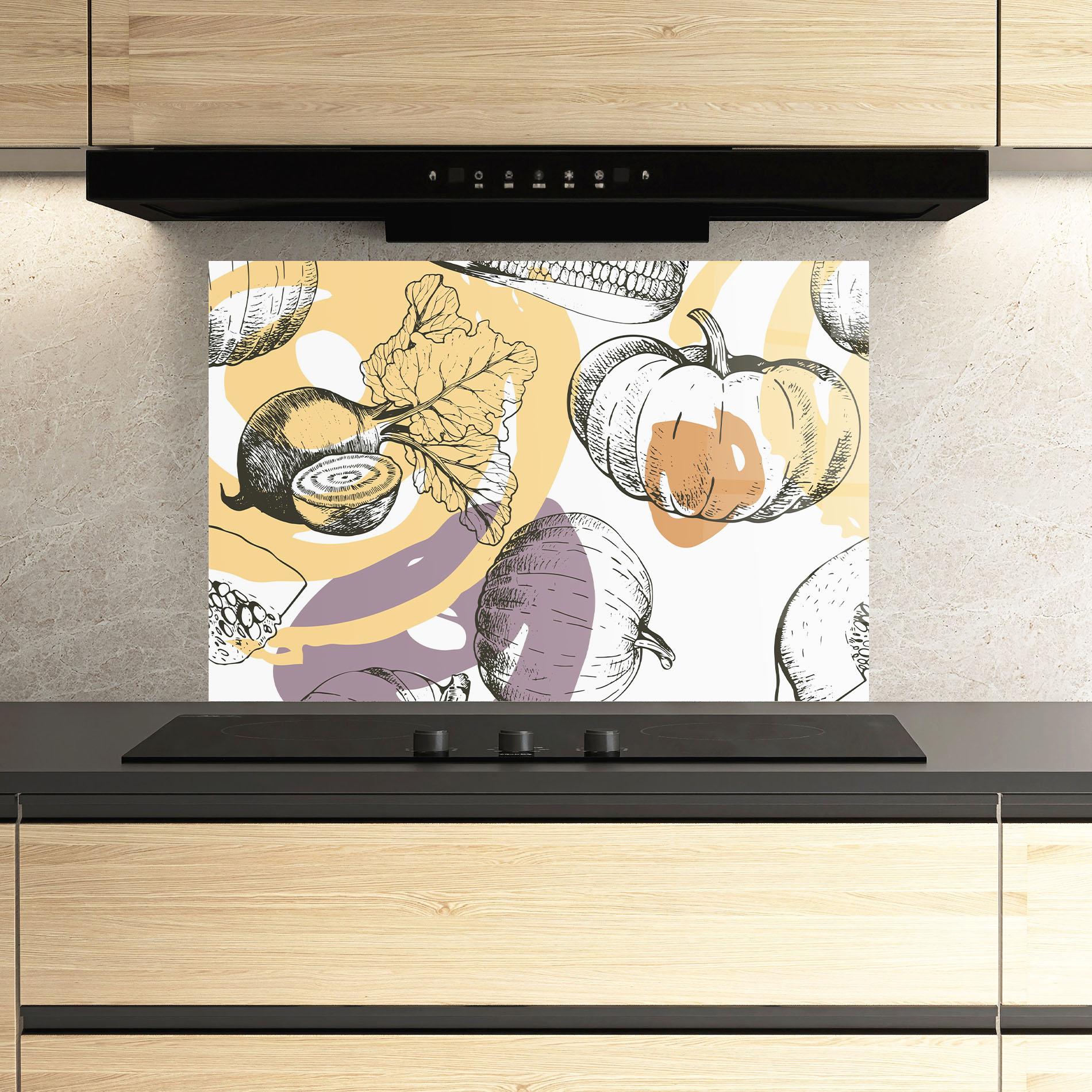 Konyhai üveg hátfal Cream Vegetables Art mockup 3