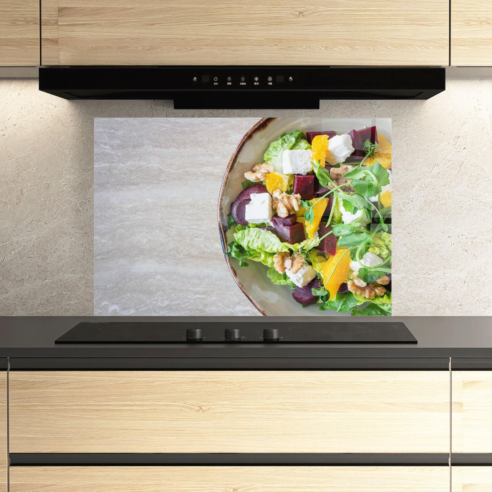 Konyhai üveg hátfal Delicious Salad mockup 3