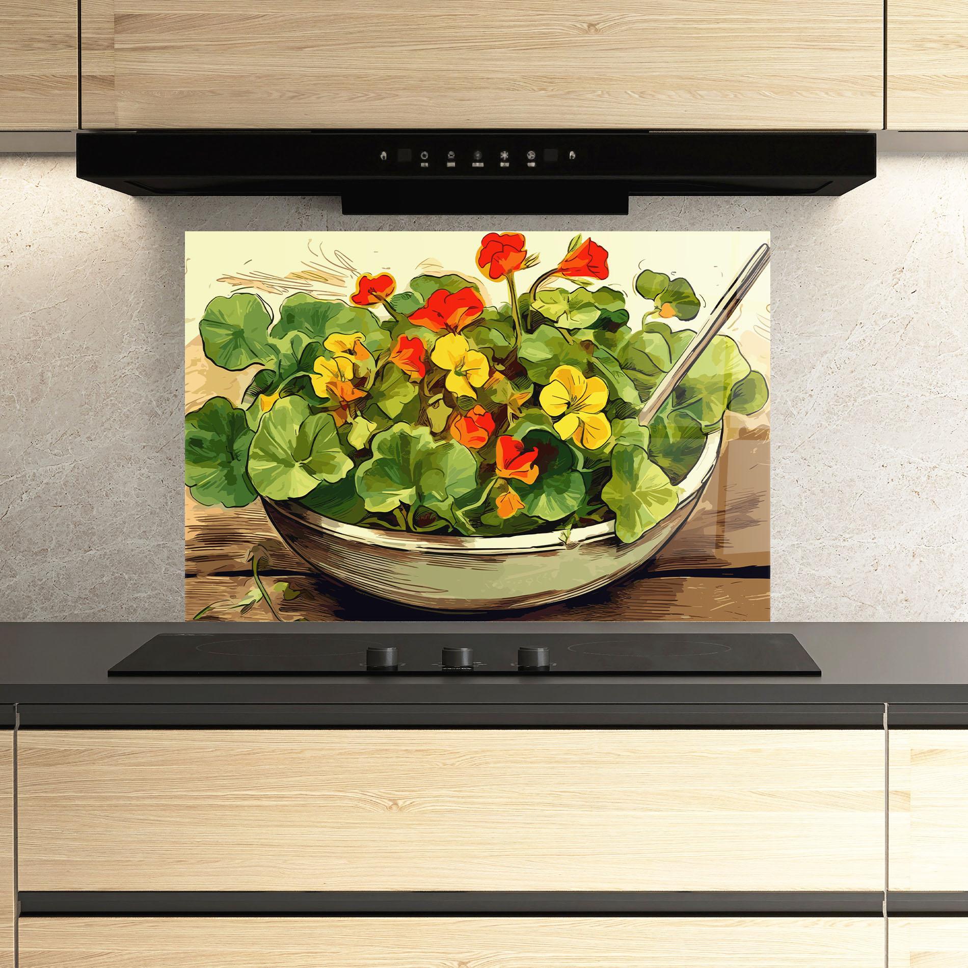 Konyhai üveg hátfal Flower Food mockup 3