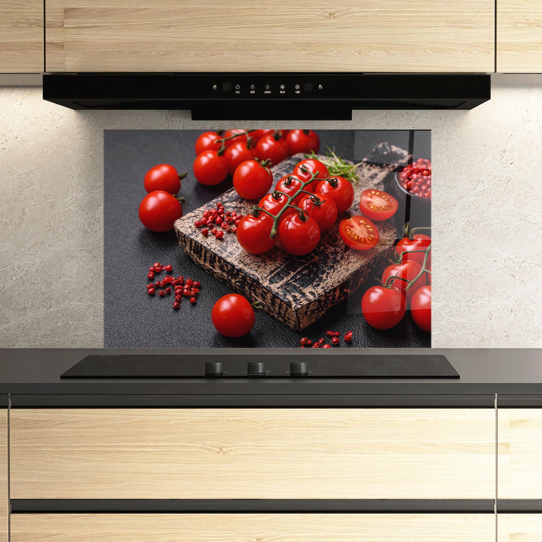 Konyhai üveg hátfal Fresh Cherry Tomatoes mockup 3