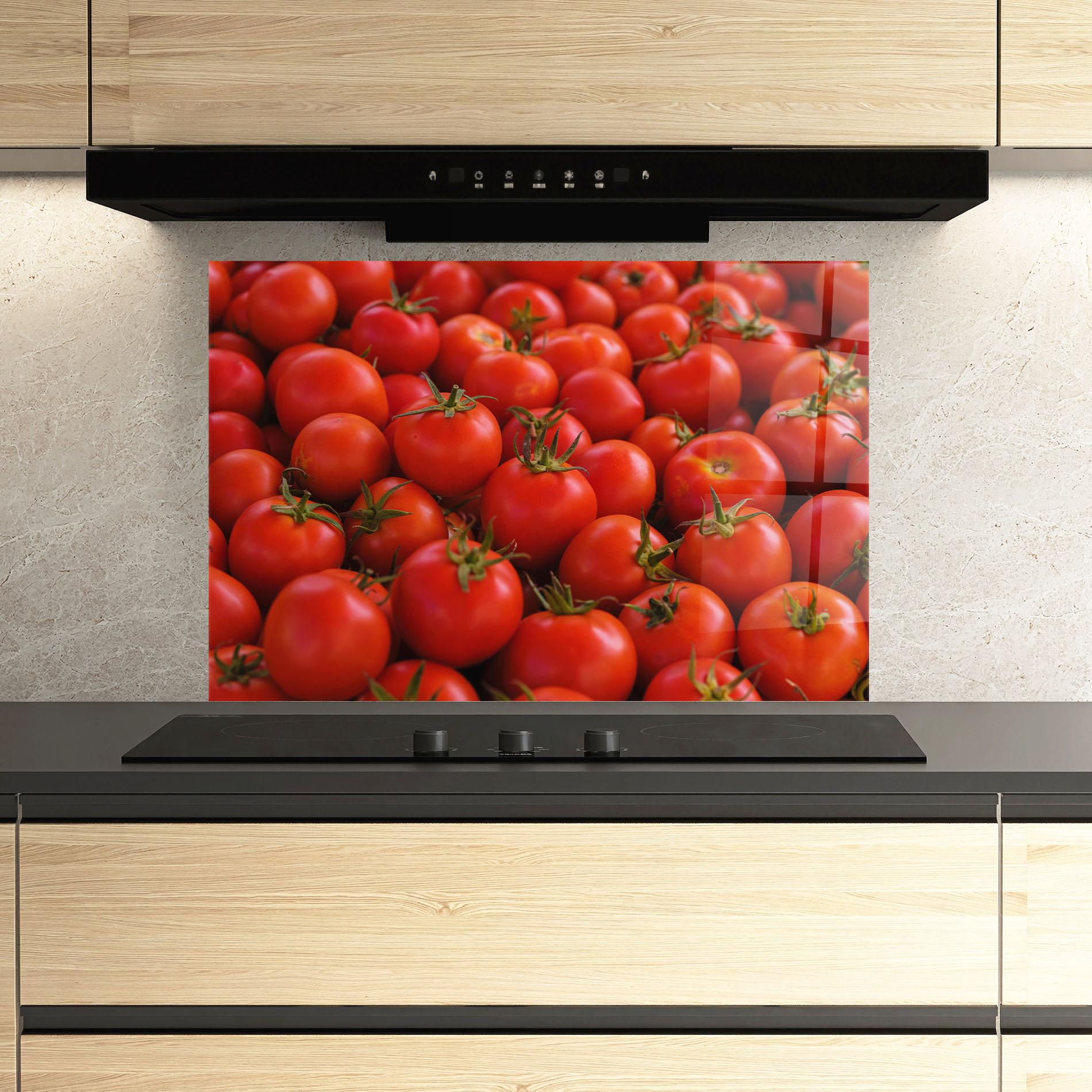 Konyhai üveg hátfal Red Tomatoes Mix mockup 3
