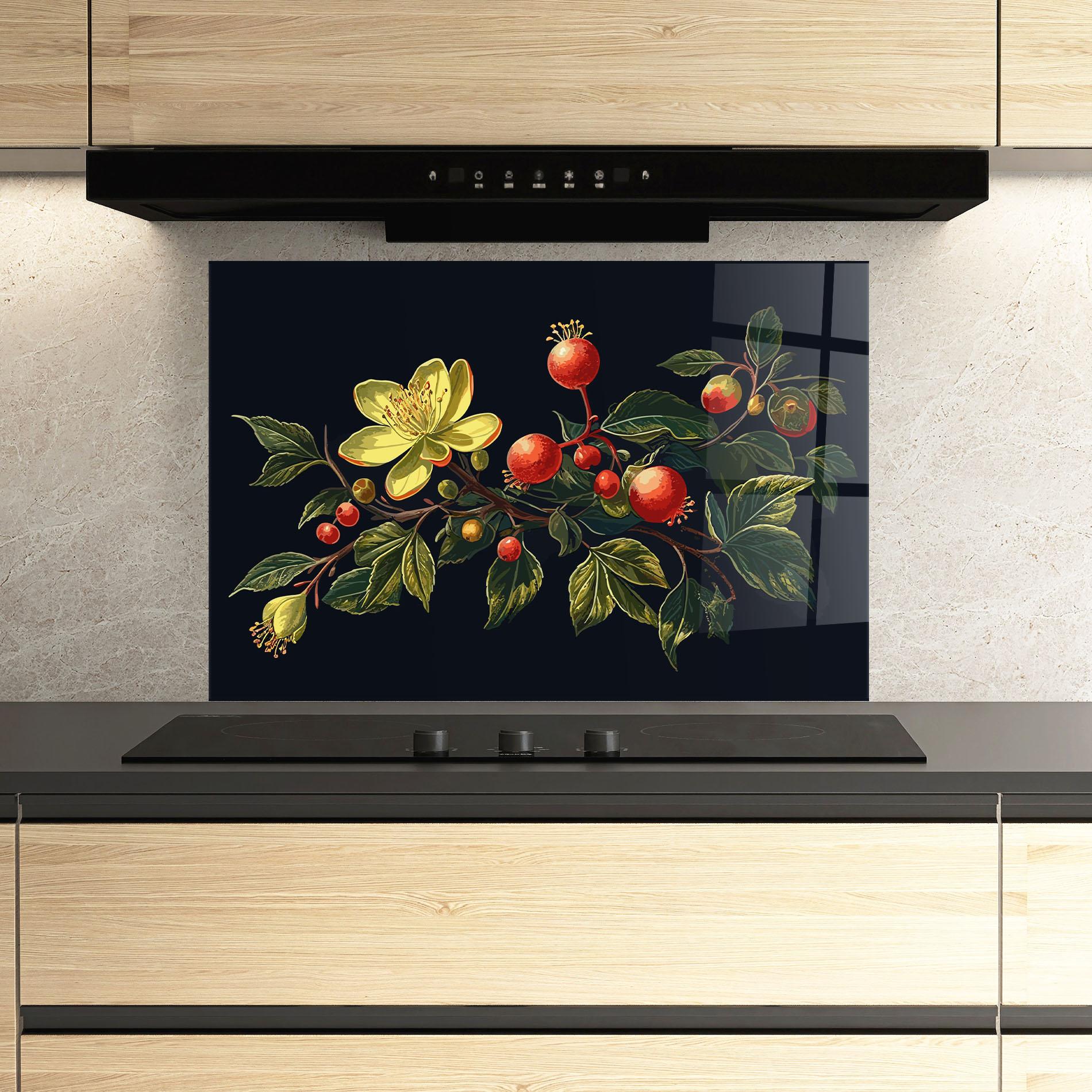 Konyhai üveg hátfal Yellow Flower Food mockup 3