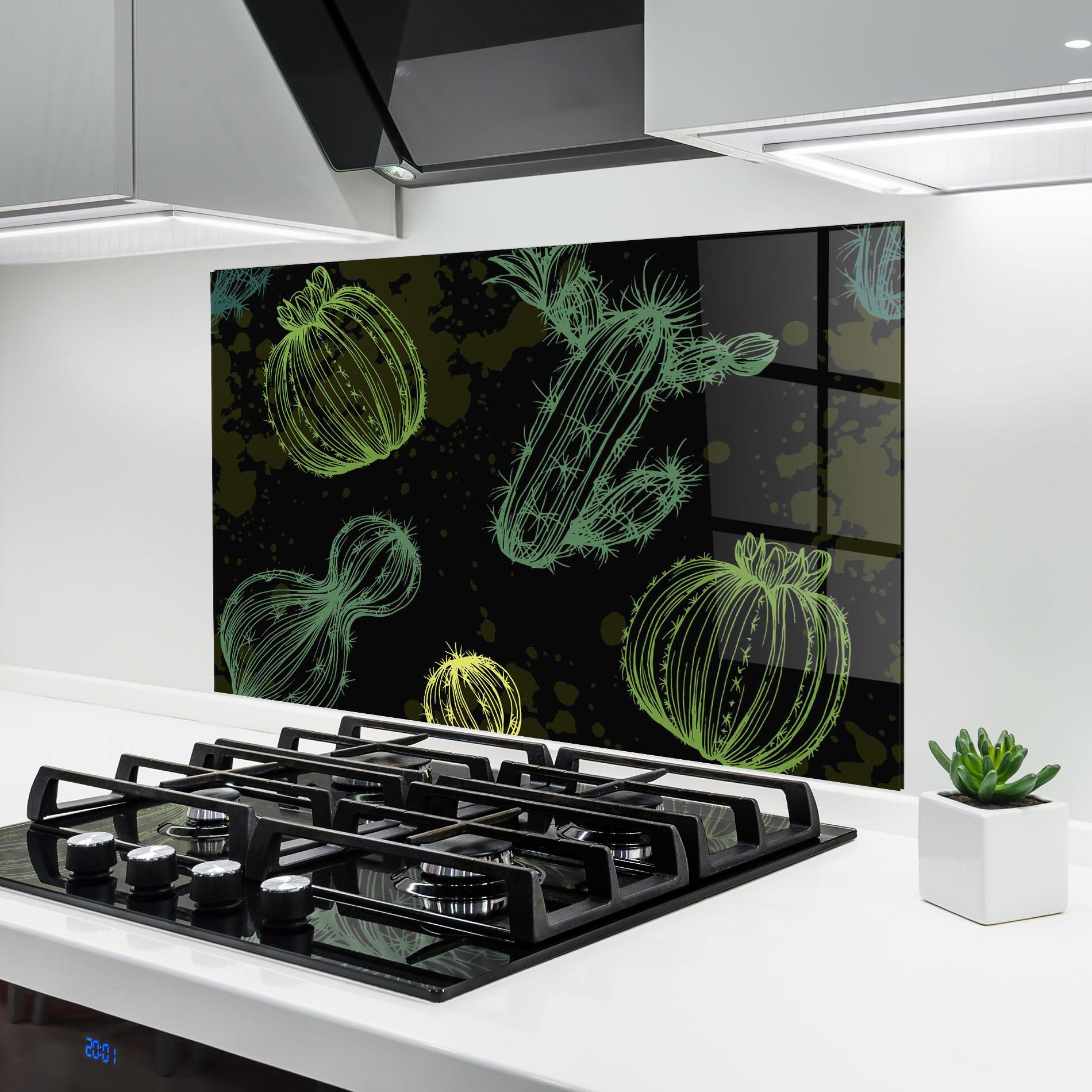 Konyhai üveg hátfal Cactus Art mockup 6