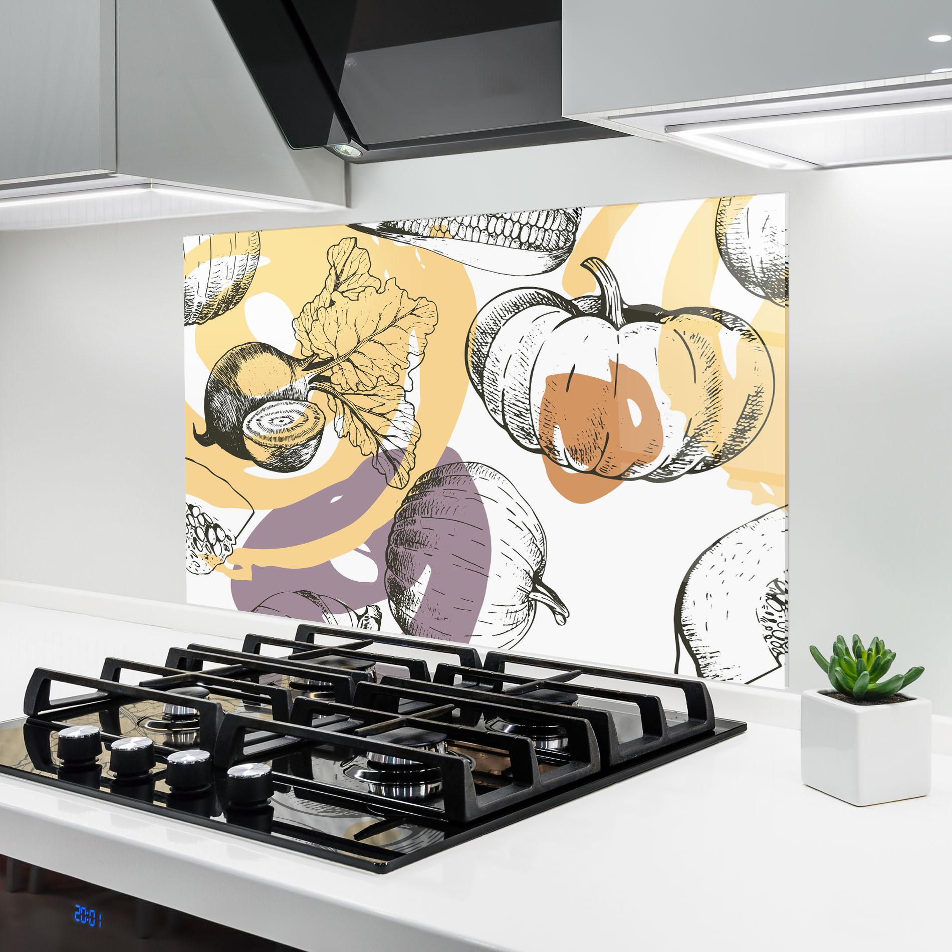 Konyhai üveg hátfal Cream Vegetables Art mockup 6