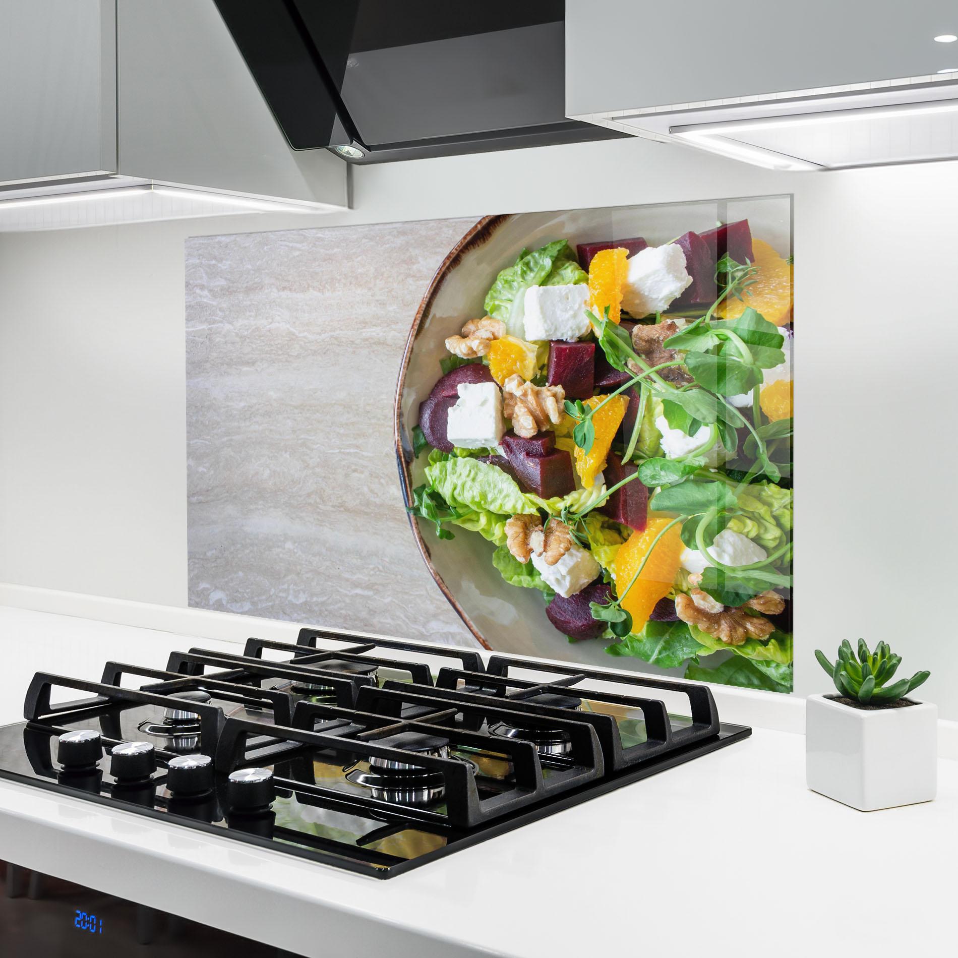 Konyhai üveg hátfal Delicious Salad mockup 6
