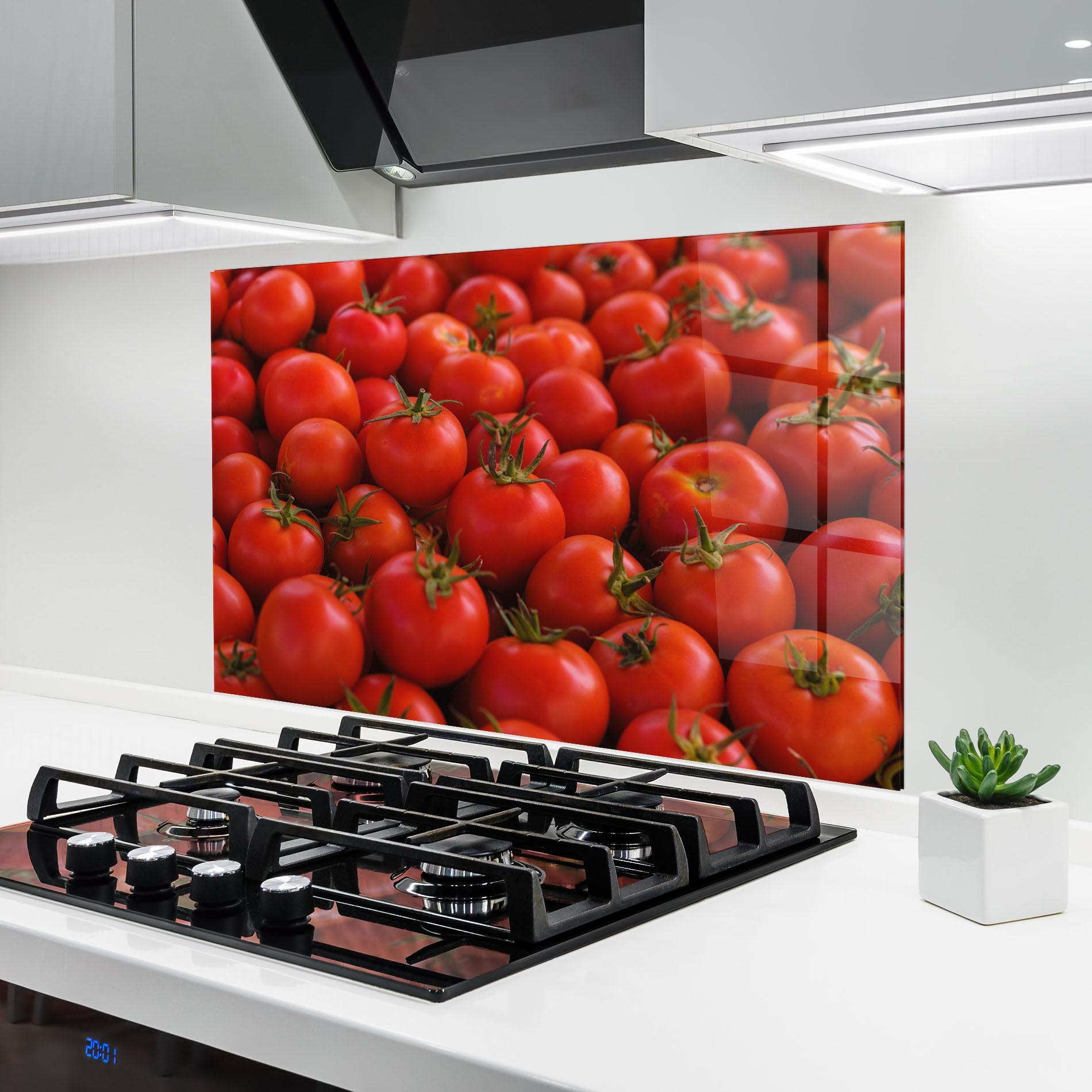 Konyhai üveg hátfal Red Tomatoes Mix mockup 6