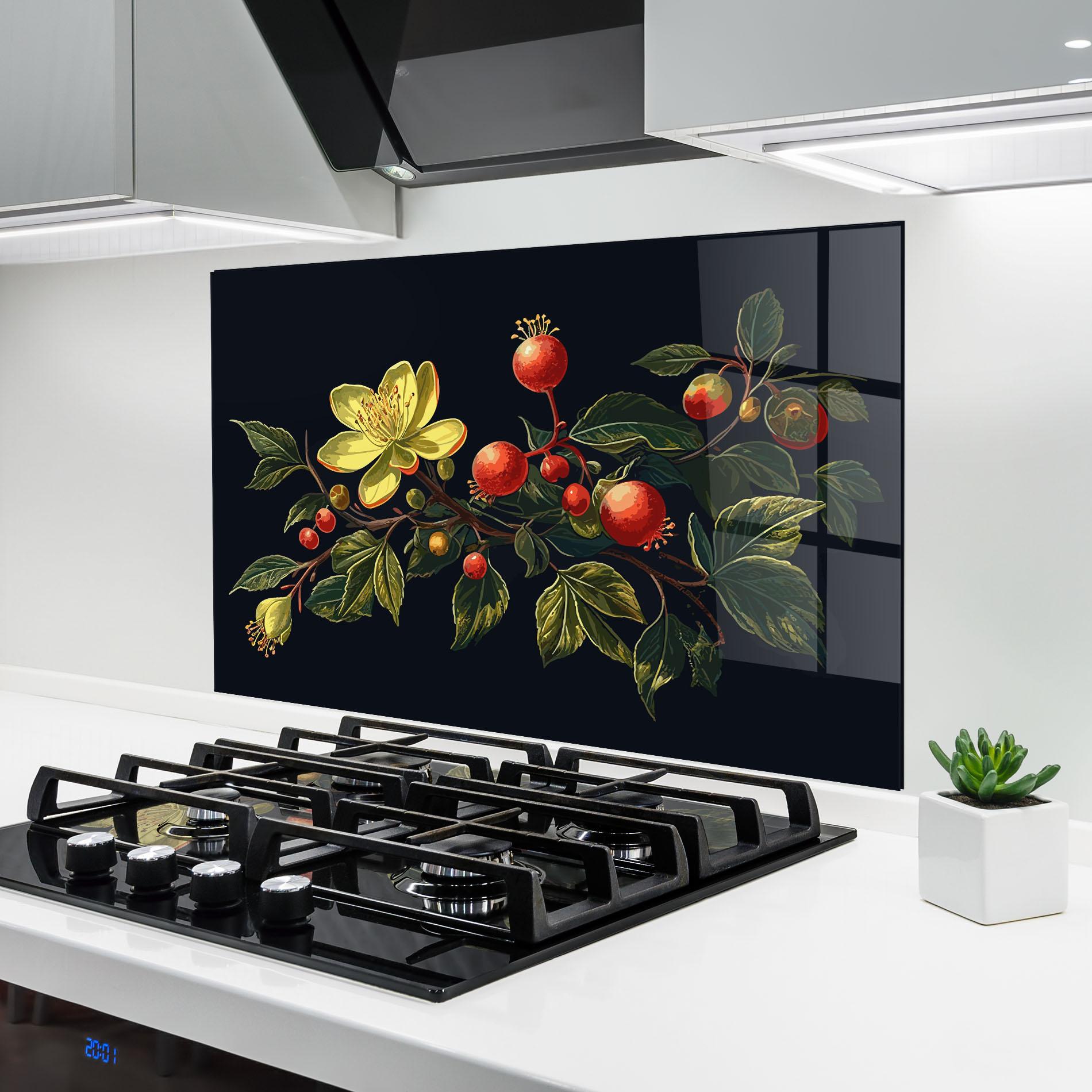 Konyhai üveg hátfal Yellow Flower Food mockup 6