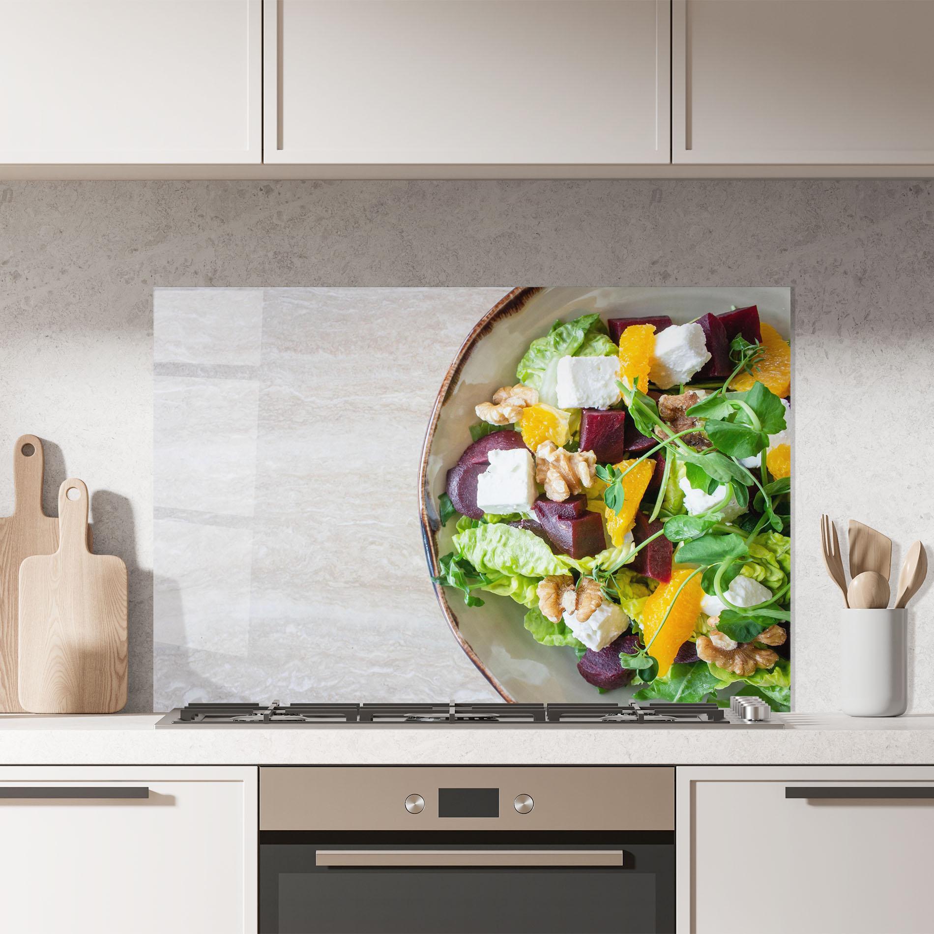 Konyhai üveg hátfal Delicious Salad mockup 7