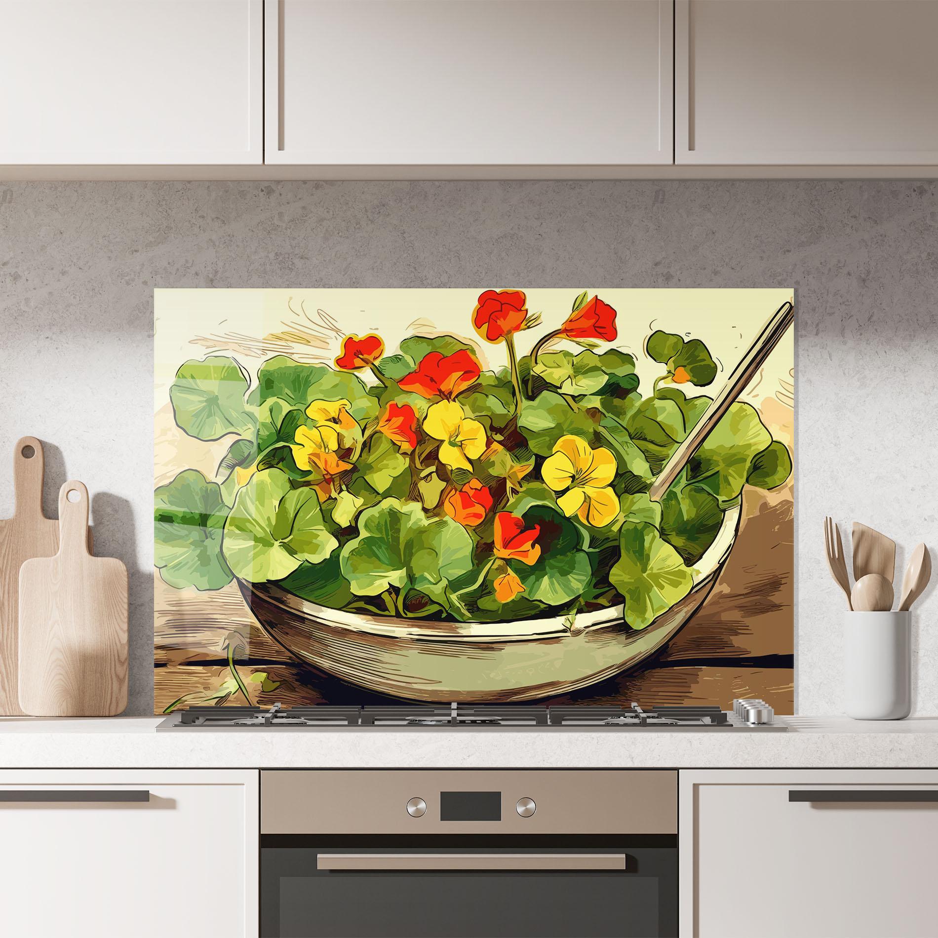 Konyhai üveg hátfal Flower Food mockup 7