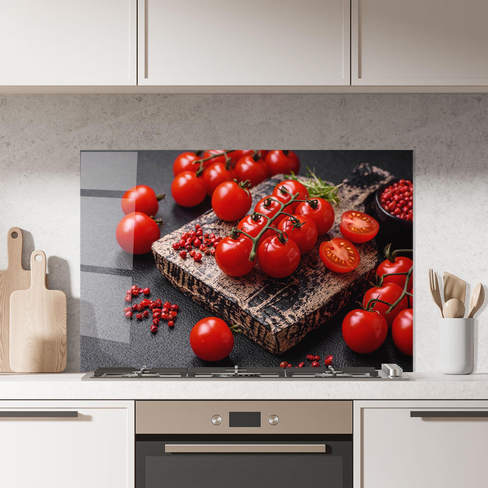 Konyhai üveg hátfal Fresh Cherry Tomatoes mockup 7