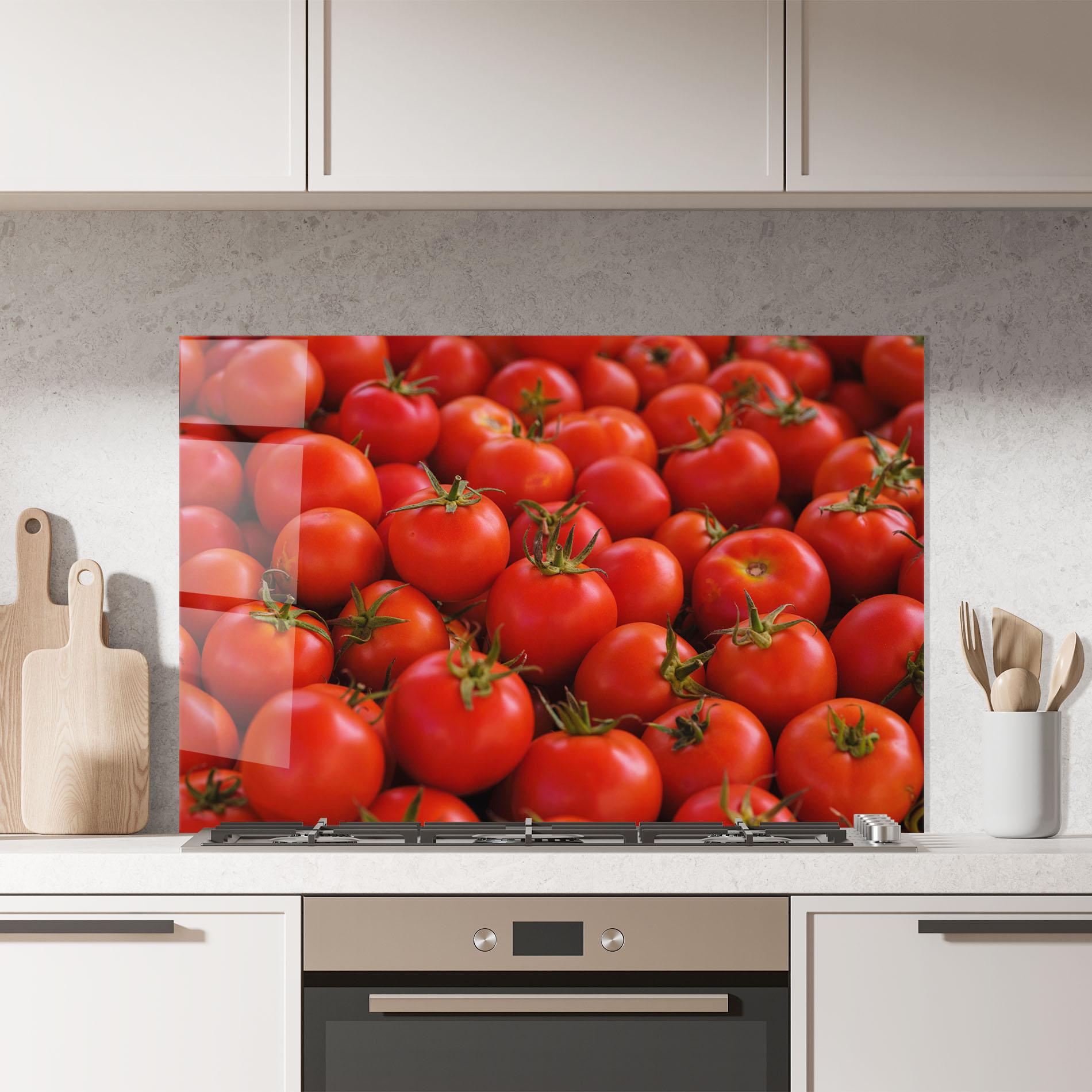 Konyhai üveg hátfal Red Tomatoes Mix mockup 7