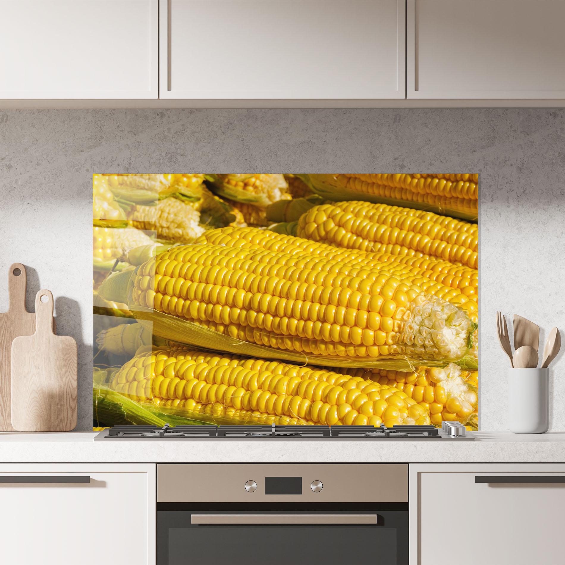 Konyhai üveg hátfal Strong Yellow Corn mockup 7