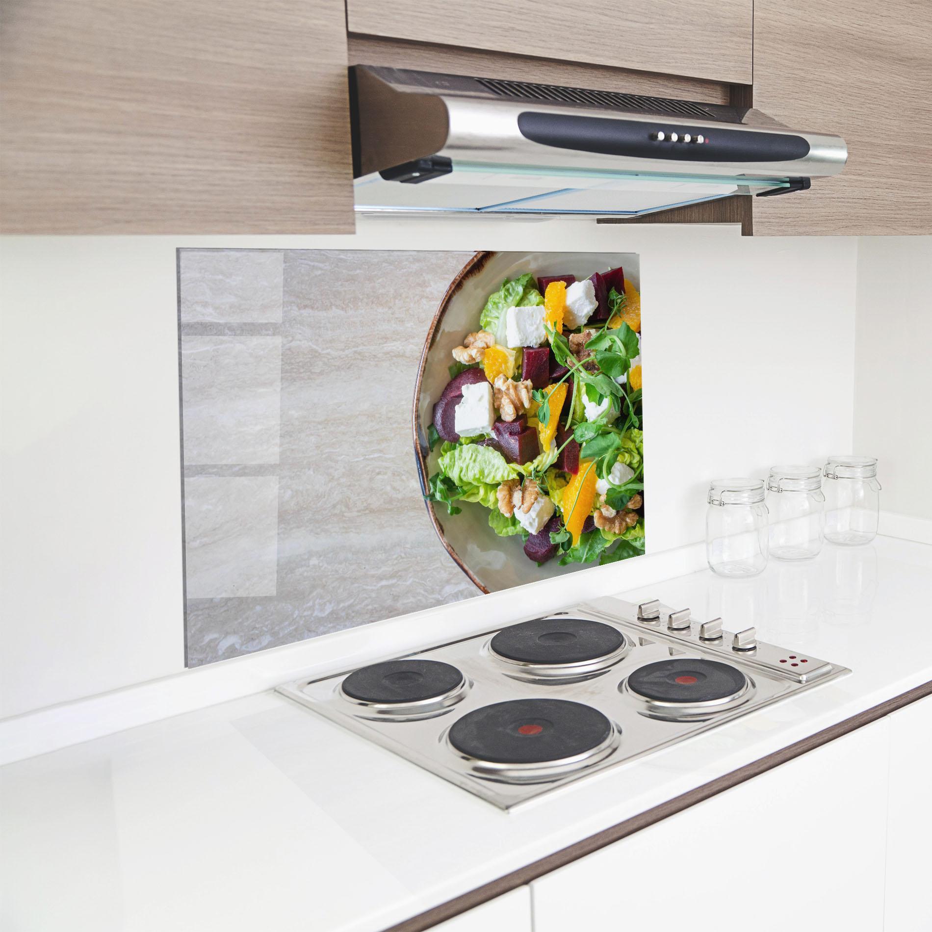 Konyhai üveg hátfal Delicious Salad mockup 8