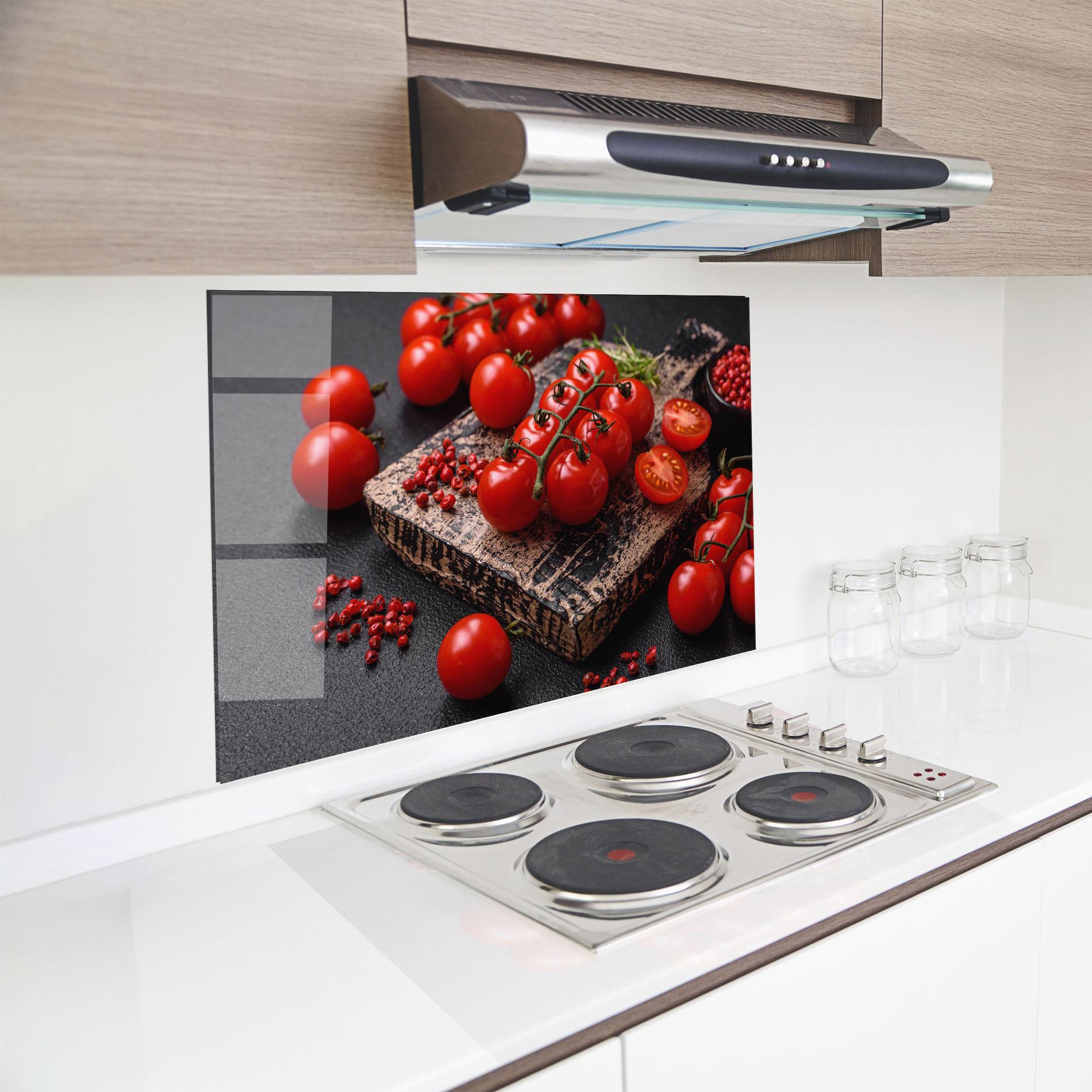 Konyhai üveg hátfal Fresh Cherry Tomatoes mockup 8