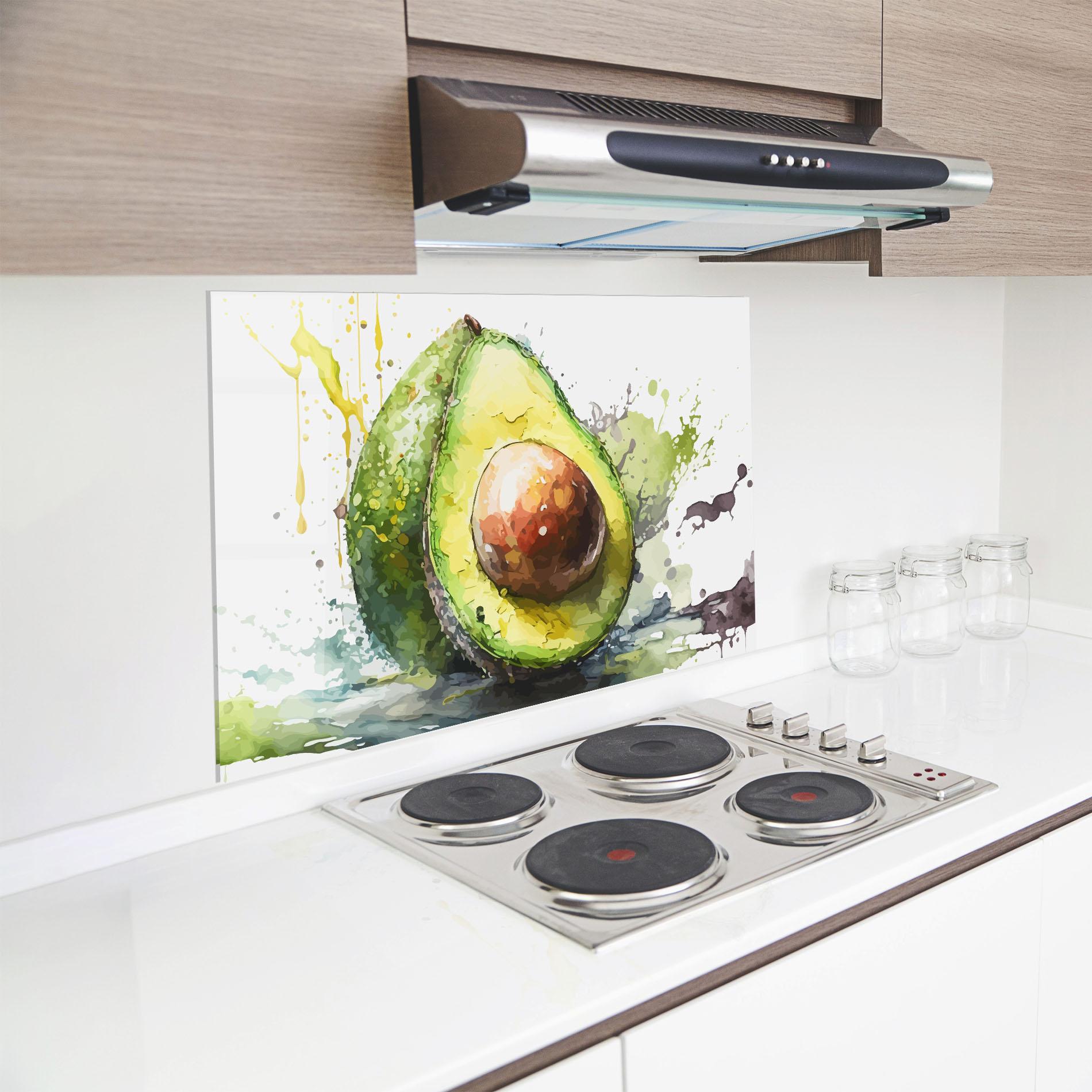 Konyhai üveg hátfal Nice Avocado Art mockup 8