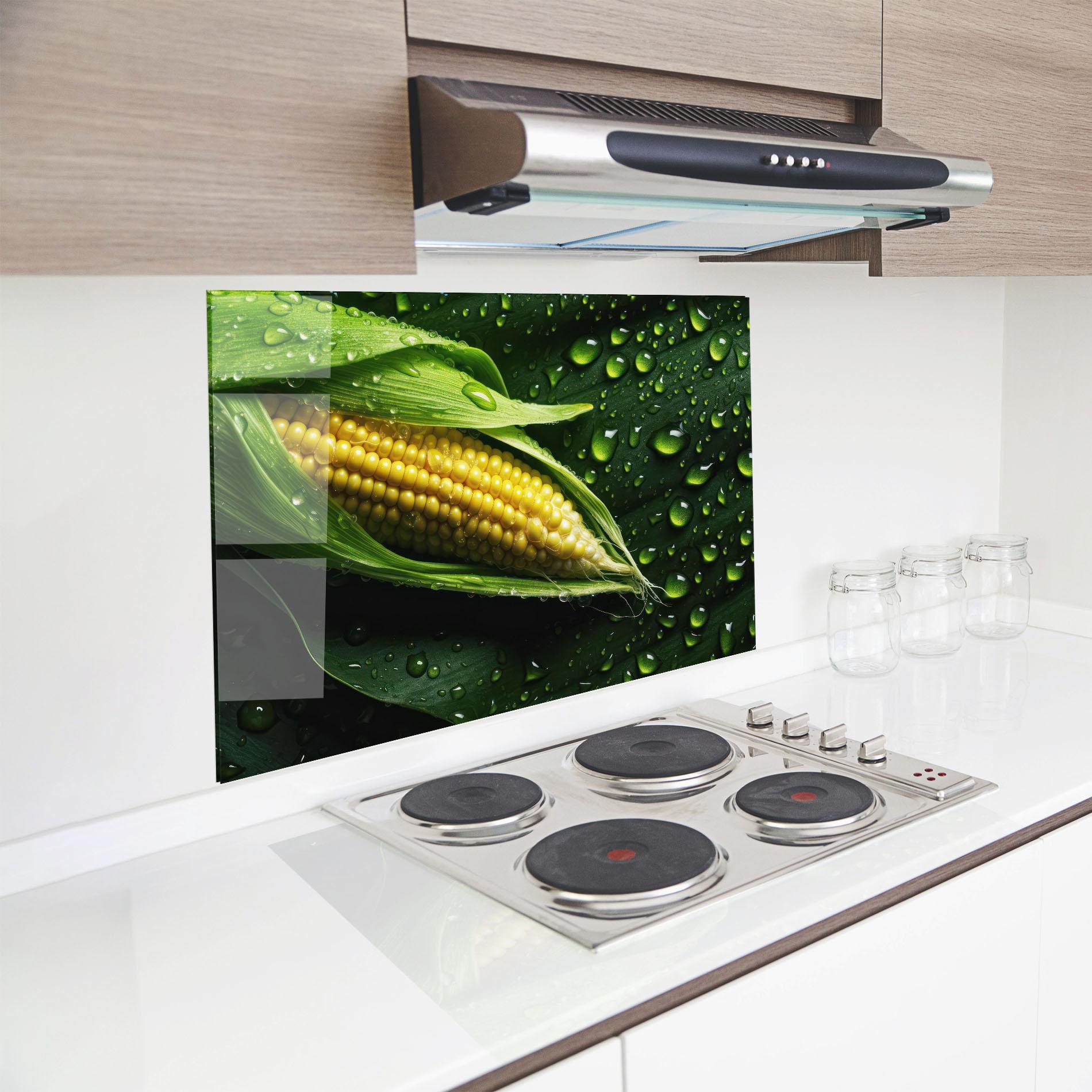 Konyhai üveg hátfal Rainy Clean Corn mockup 8