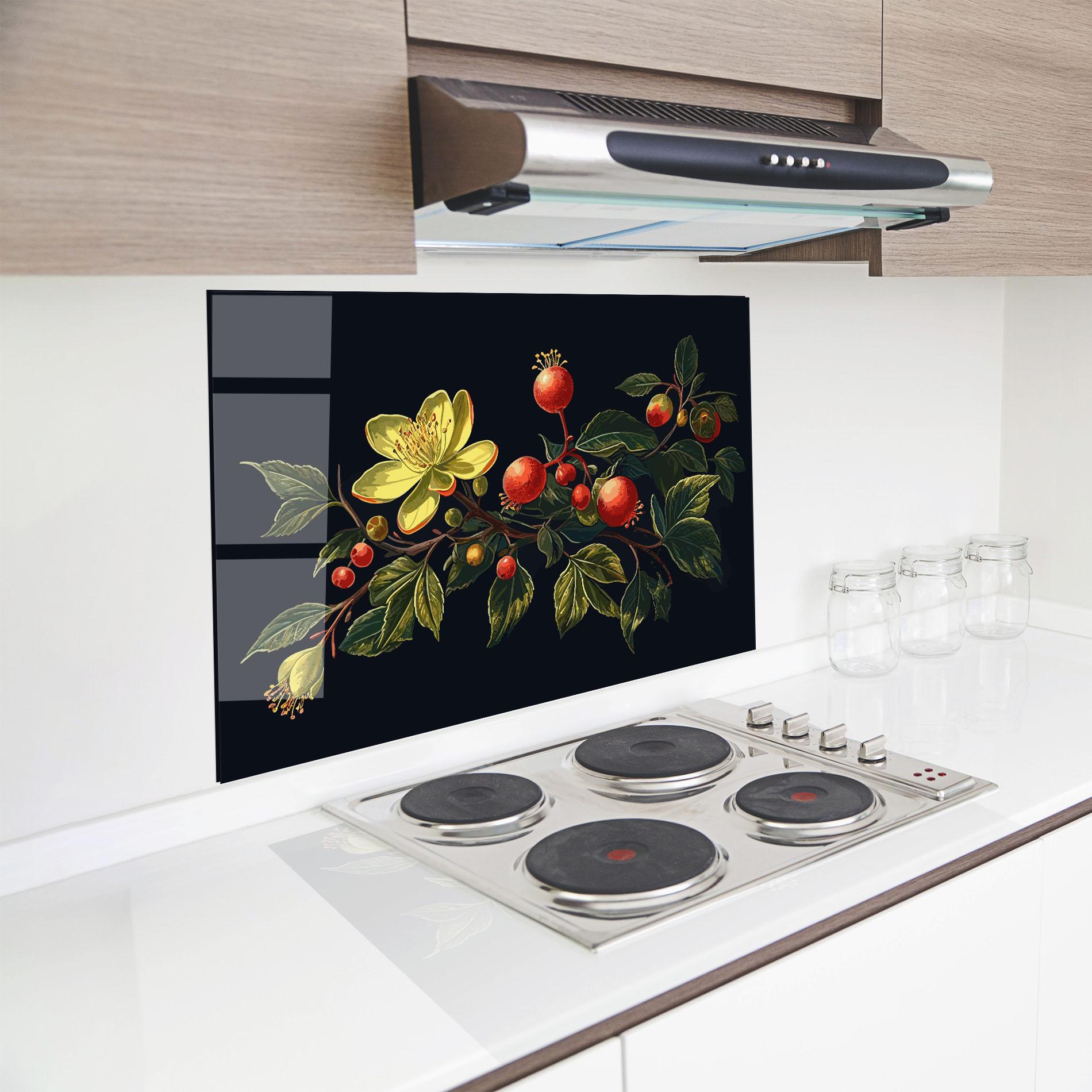 Konyhai üveg hátfal Yellow Flower Food mockup 8