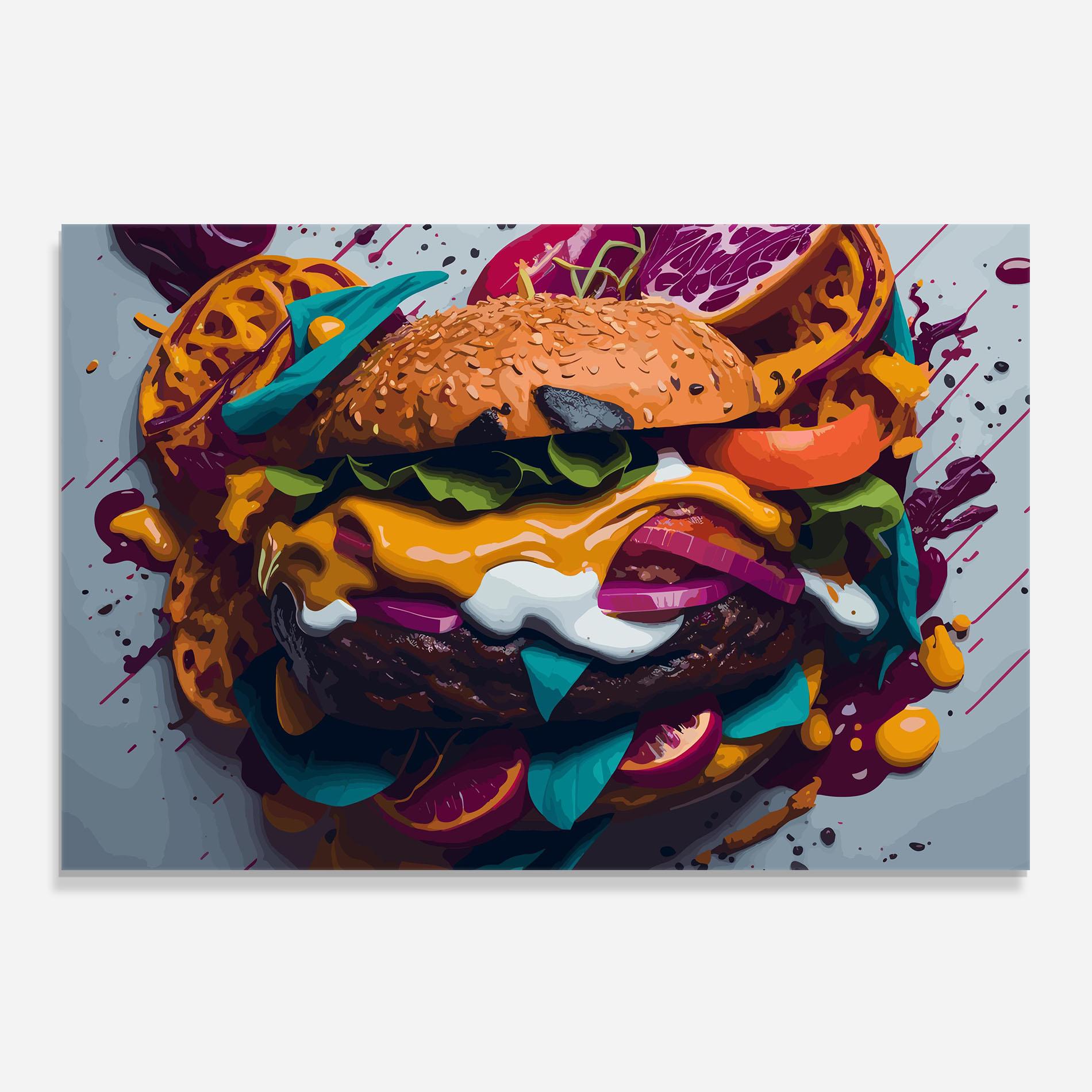Konyhai üveg hátfal Burger Color Mix mockup 0