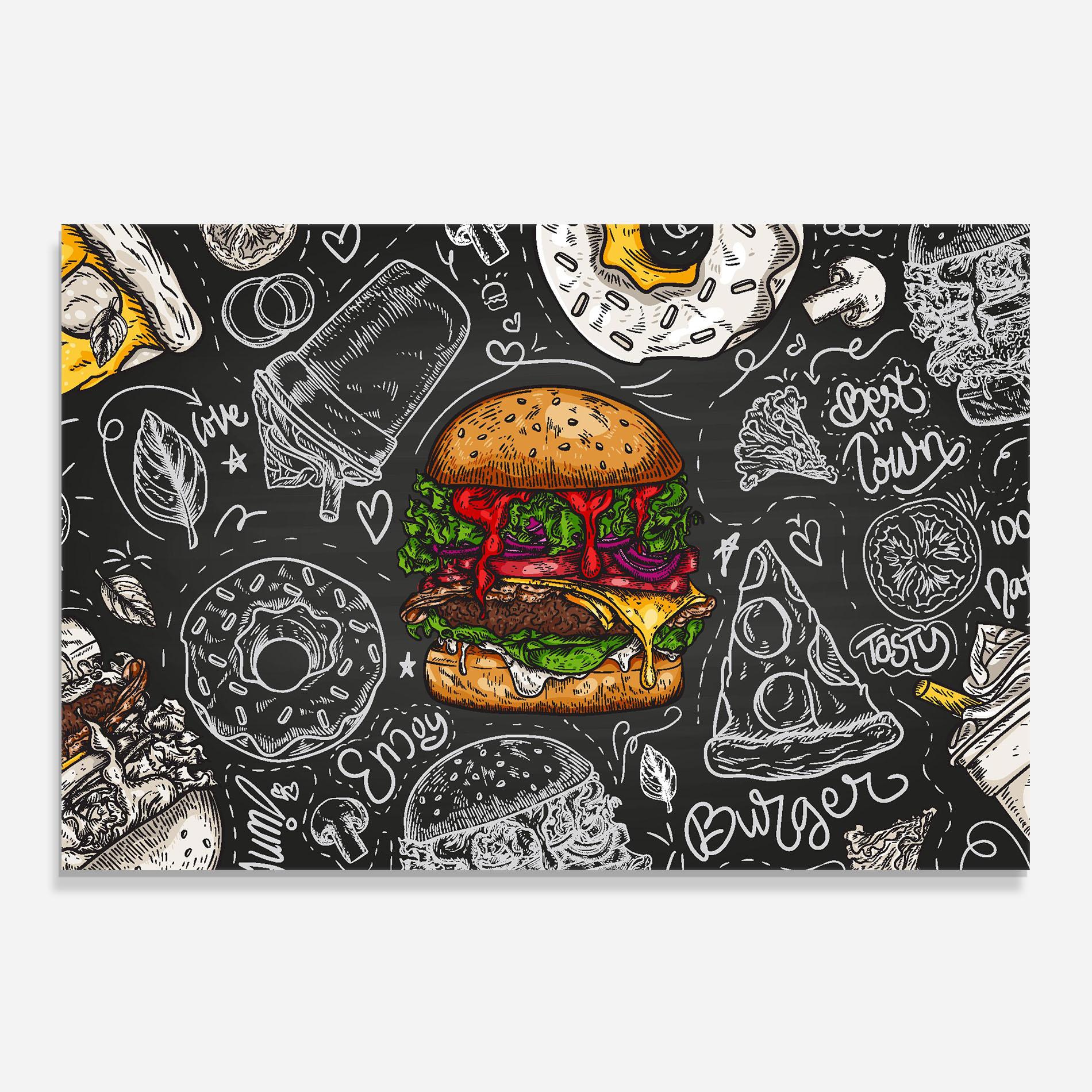 Konyhai üveg hátfal Color Mix Burger mockup 0