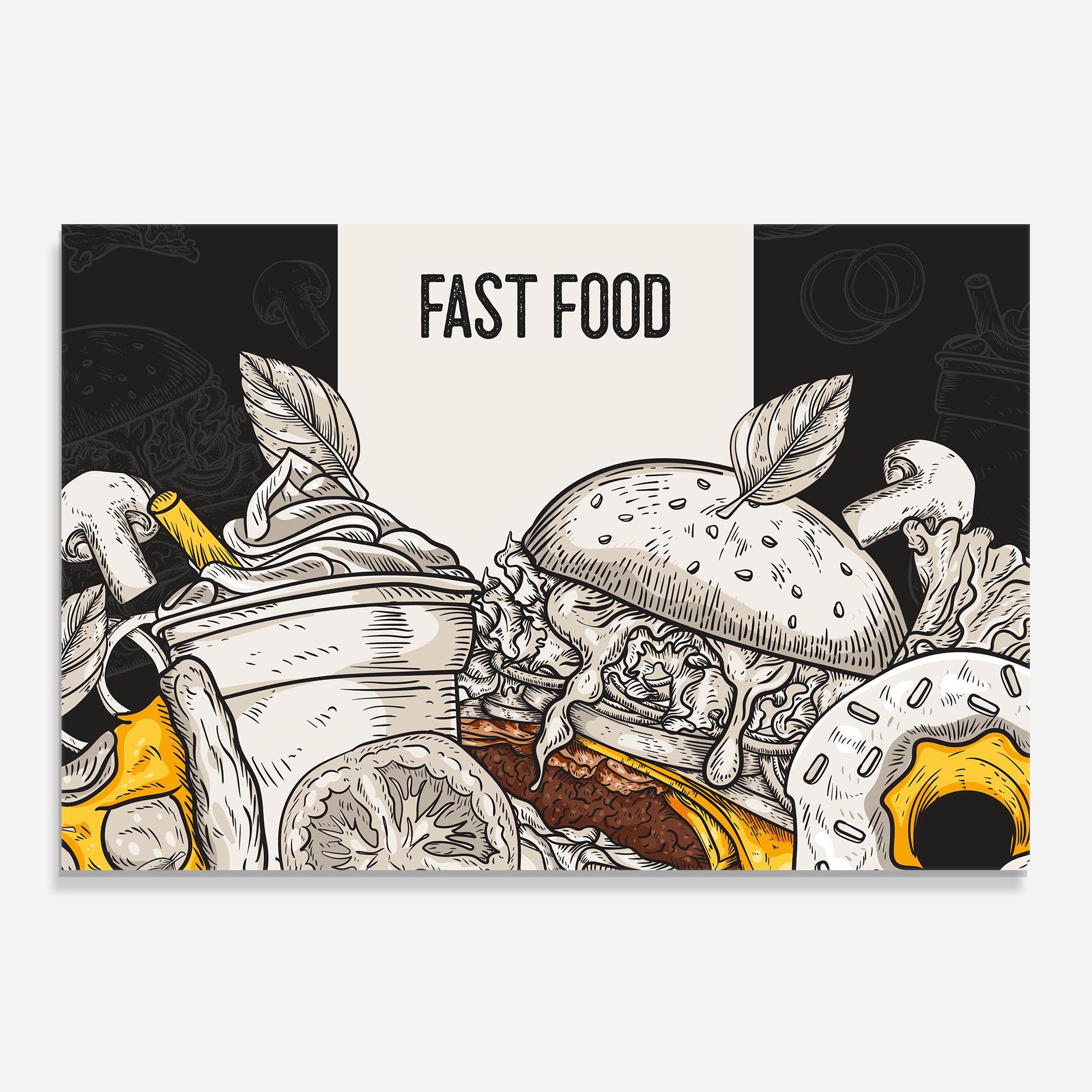 Konyhai üveg hátfal Fast Food mockup 0