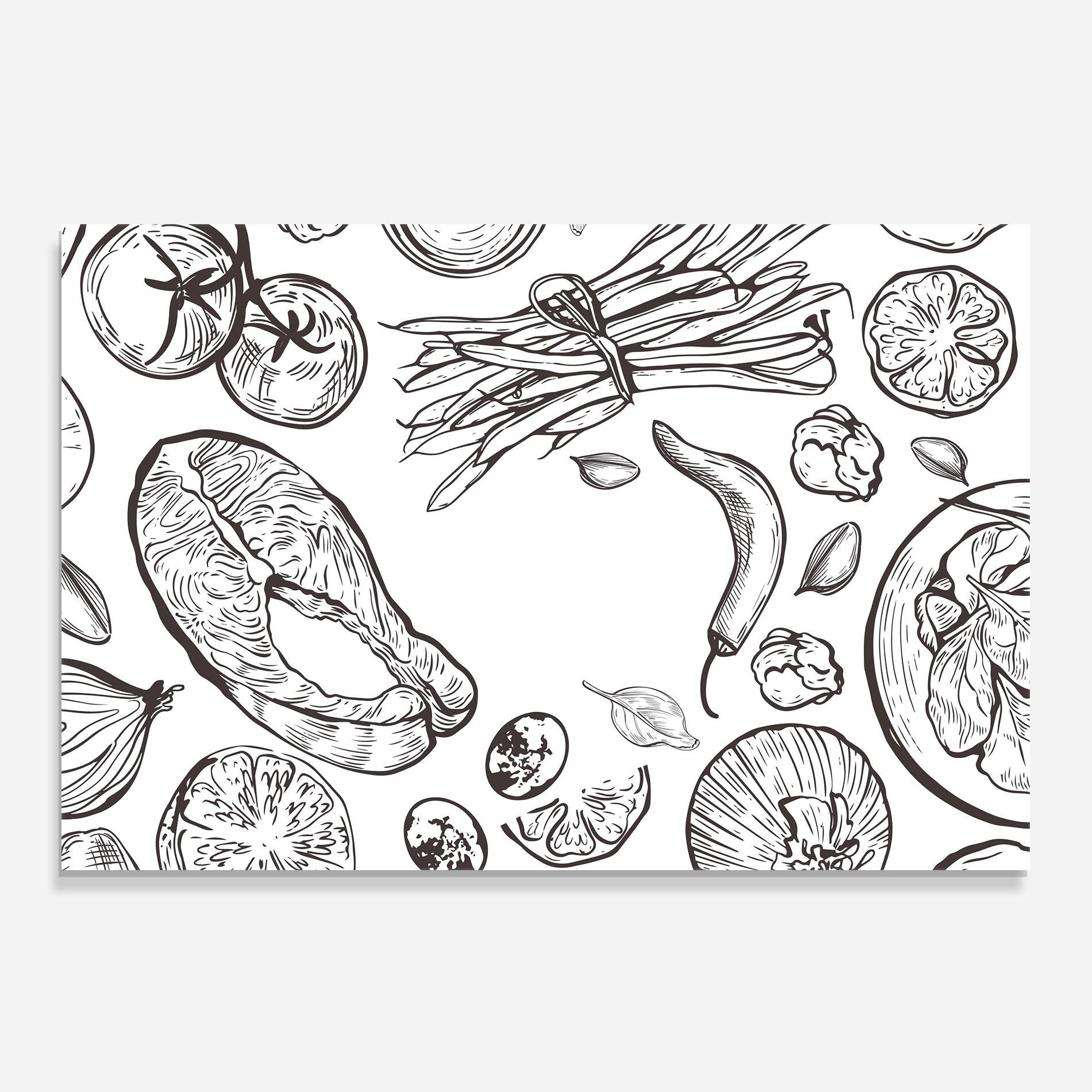 Konyhai üveg hátfal Grey Line Food mockup 0