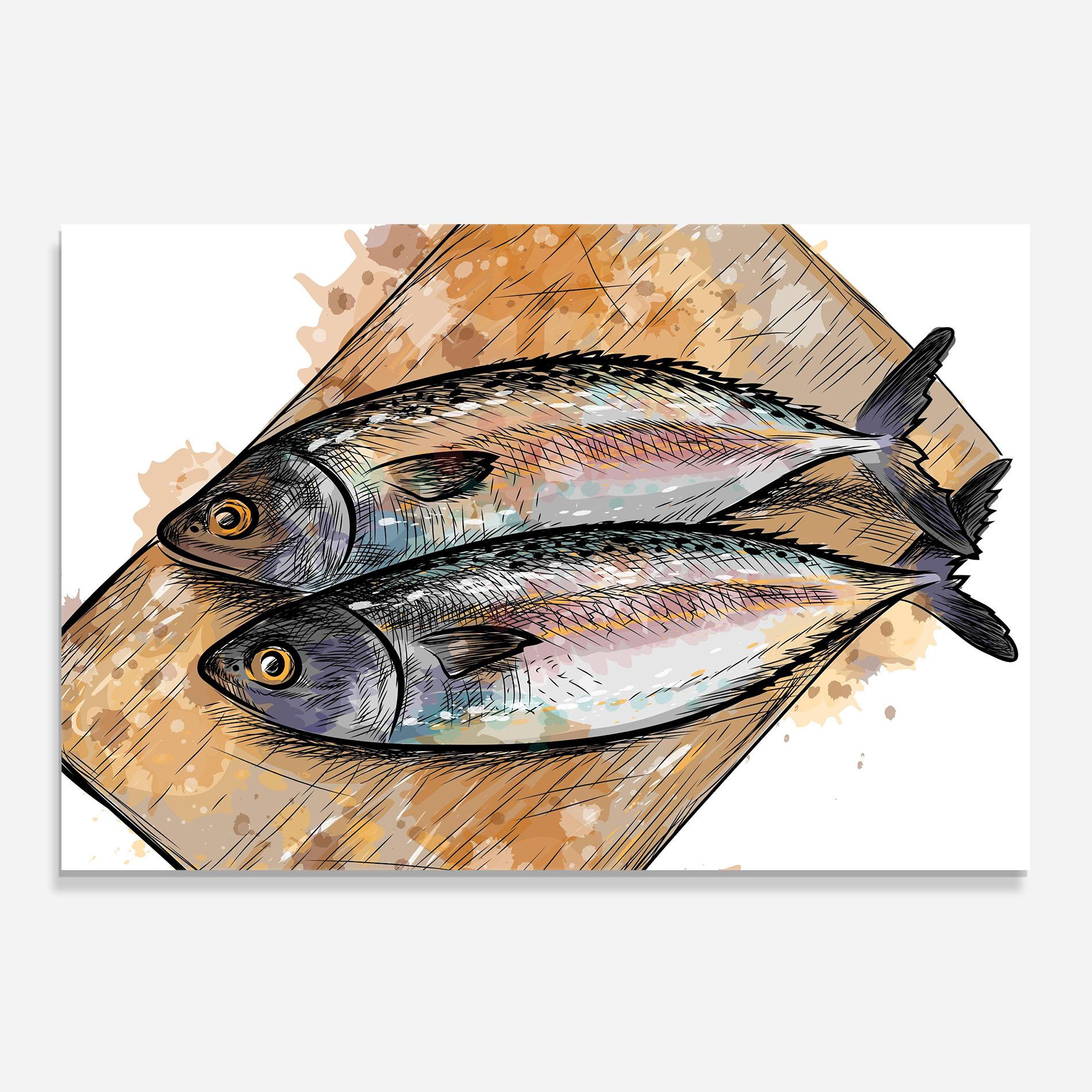 Konyhai üveg hátfal Grilled Fish mockup 0