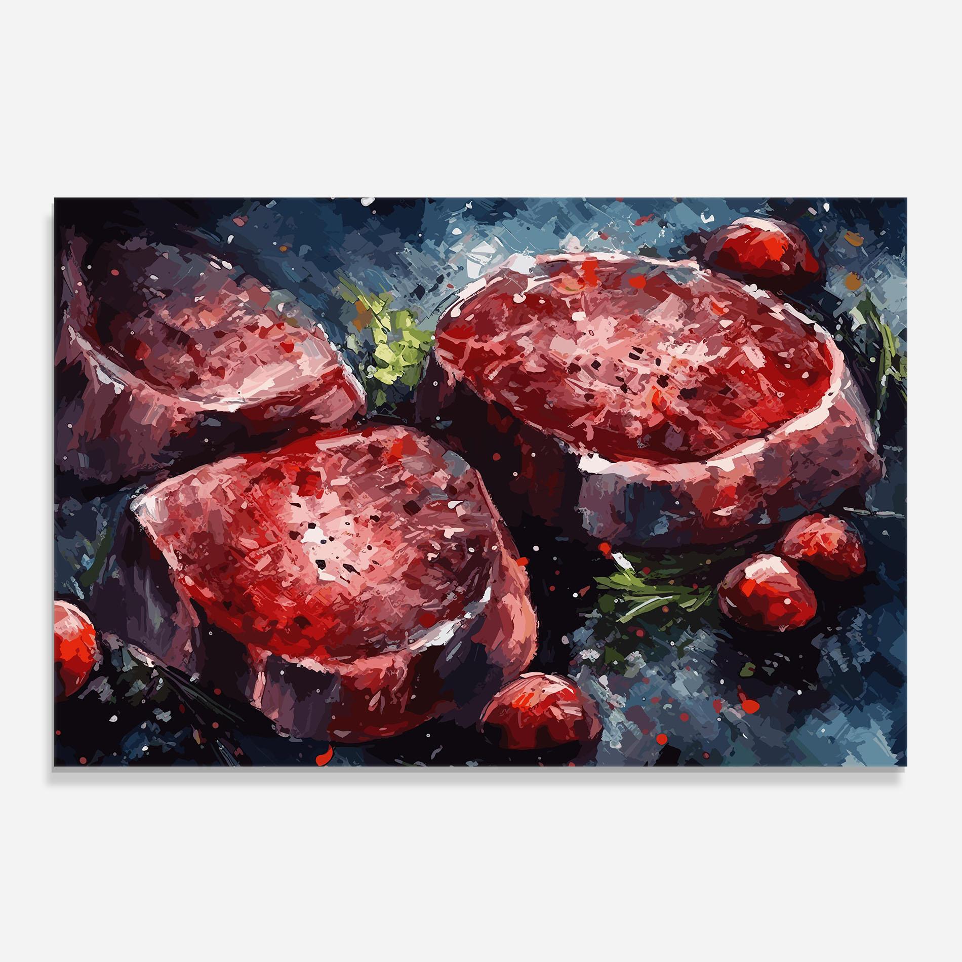Konyhai üveg hátfal Meat Art mockup 0