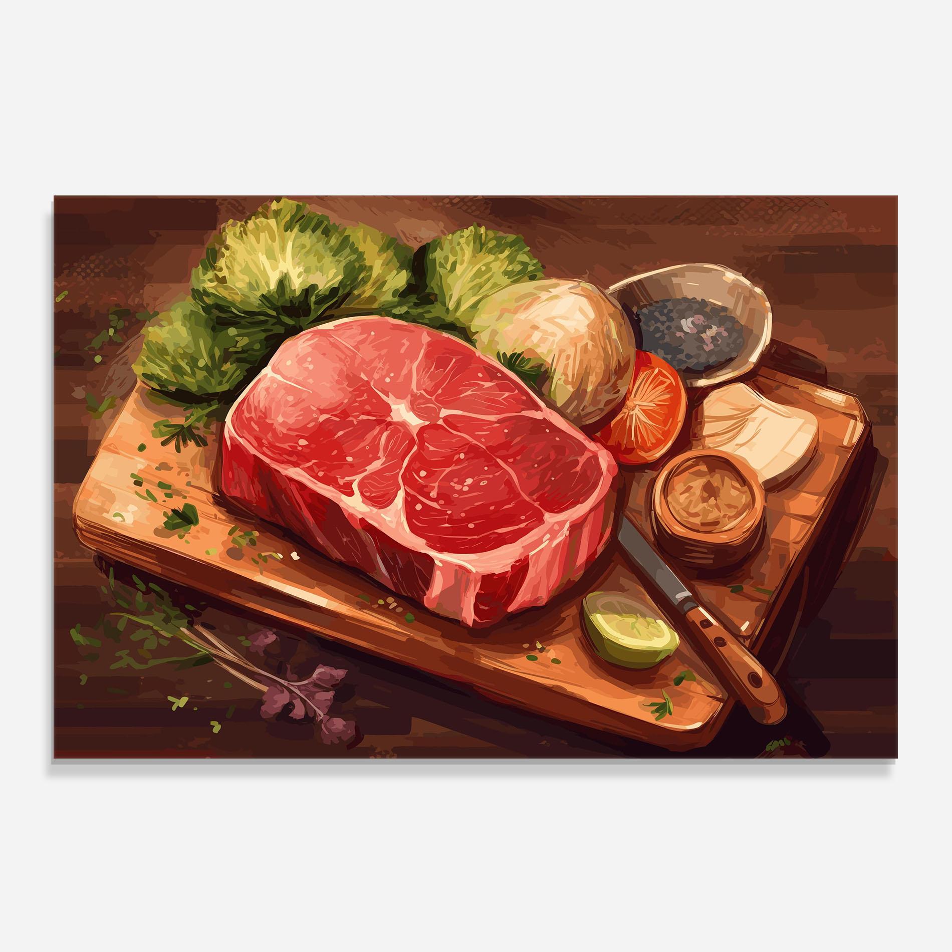 Konyhai üveg hátfal Meat Preparing mockup 0