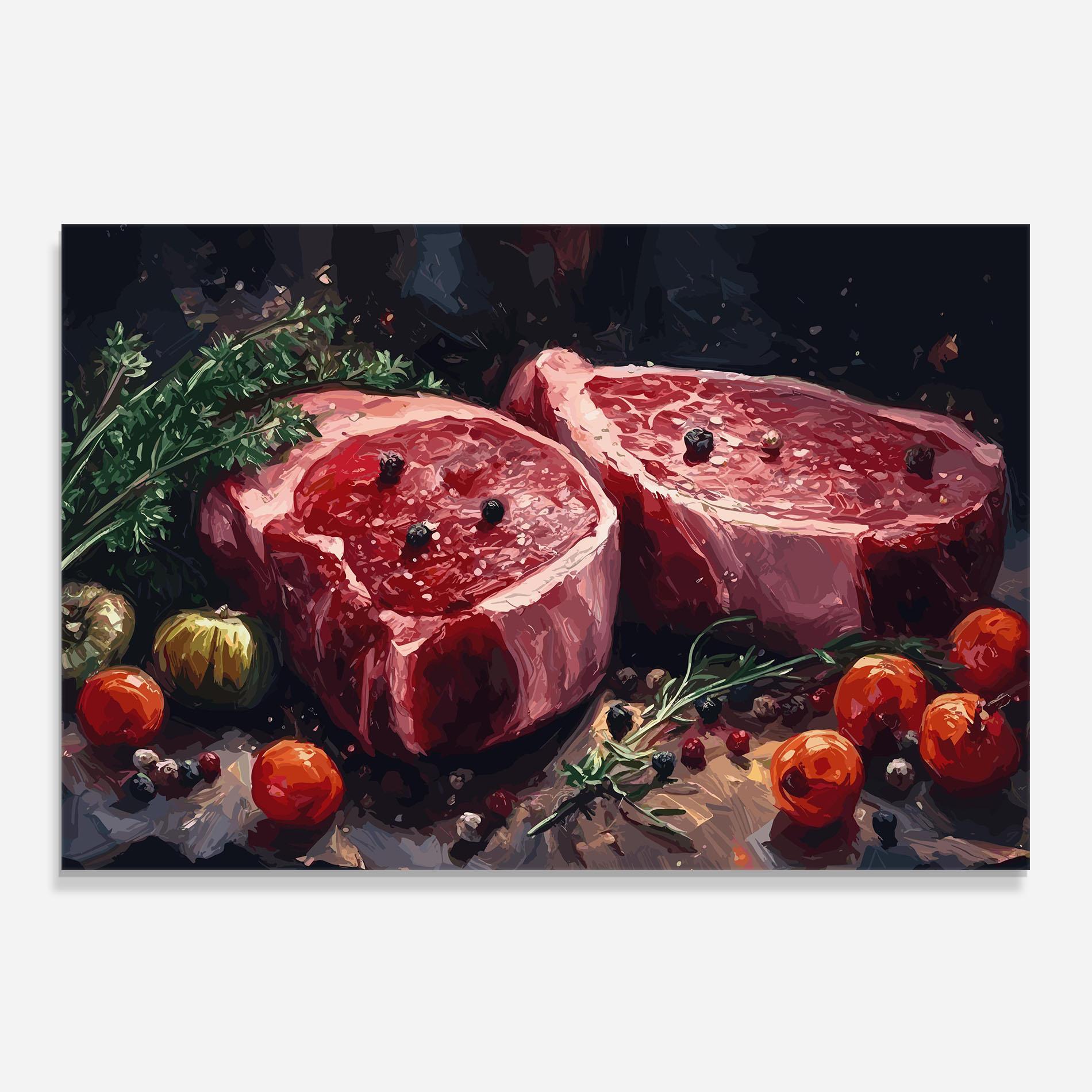 Konyhai üveg hátfal Meat With Tomatoes mockup 0