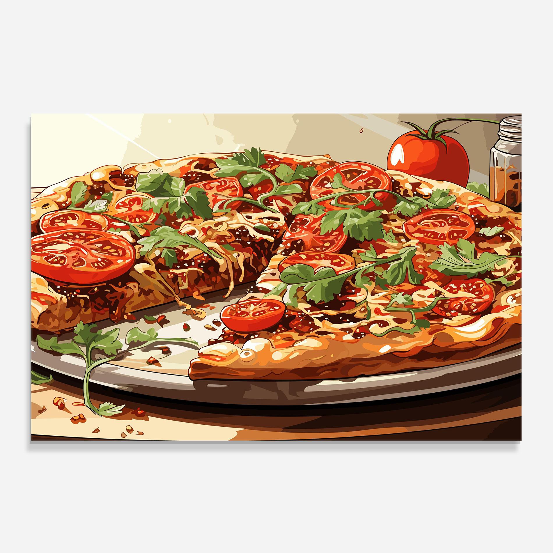 Konyhai üveg hátfal Pizza View mockup 0