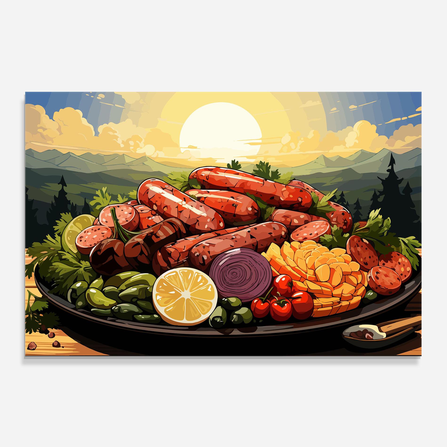 Konyhai üveg hátfal Sunset Sousages mockup 0