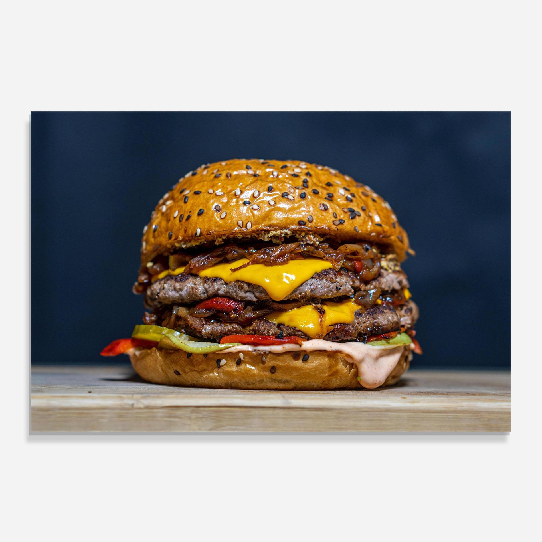 Konyhai üveg hátfal Tasty Hamburger mockup 0