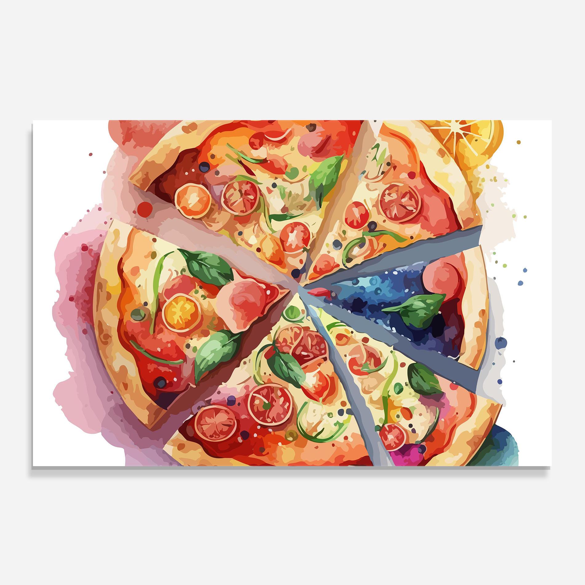 Konyhai üveg hátfal Watercolor Pizza mockup 0