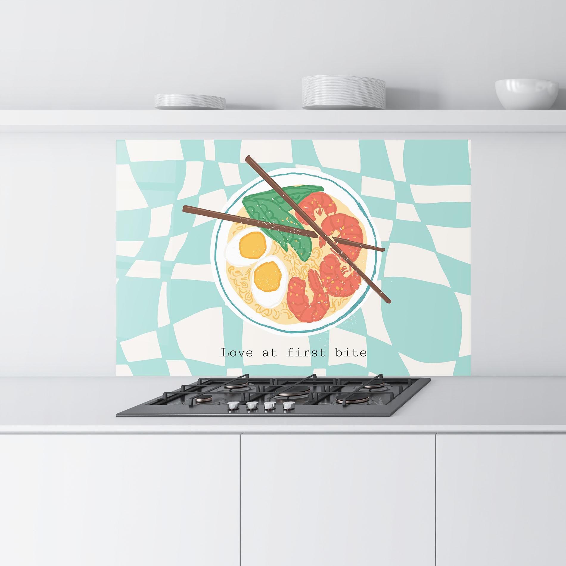 Konyhai üveg hátfal Food Love mockup 9