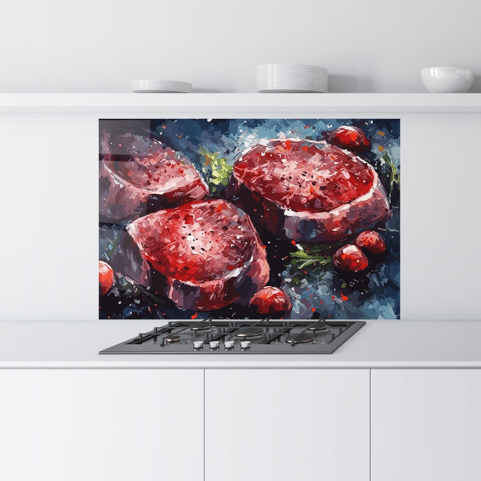 Konyhai üveg hátfal Meat Art mockup 9