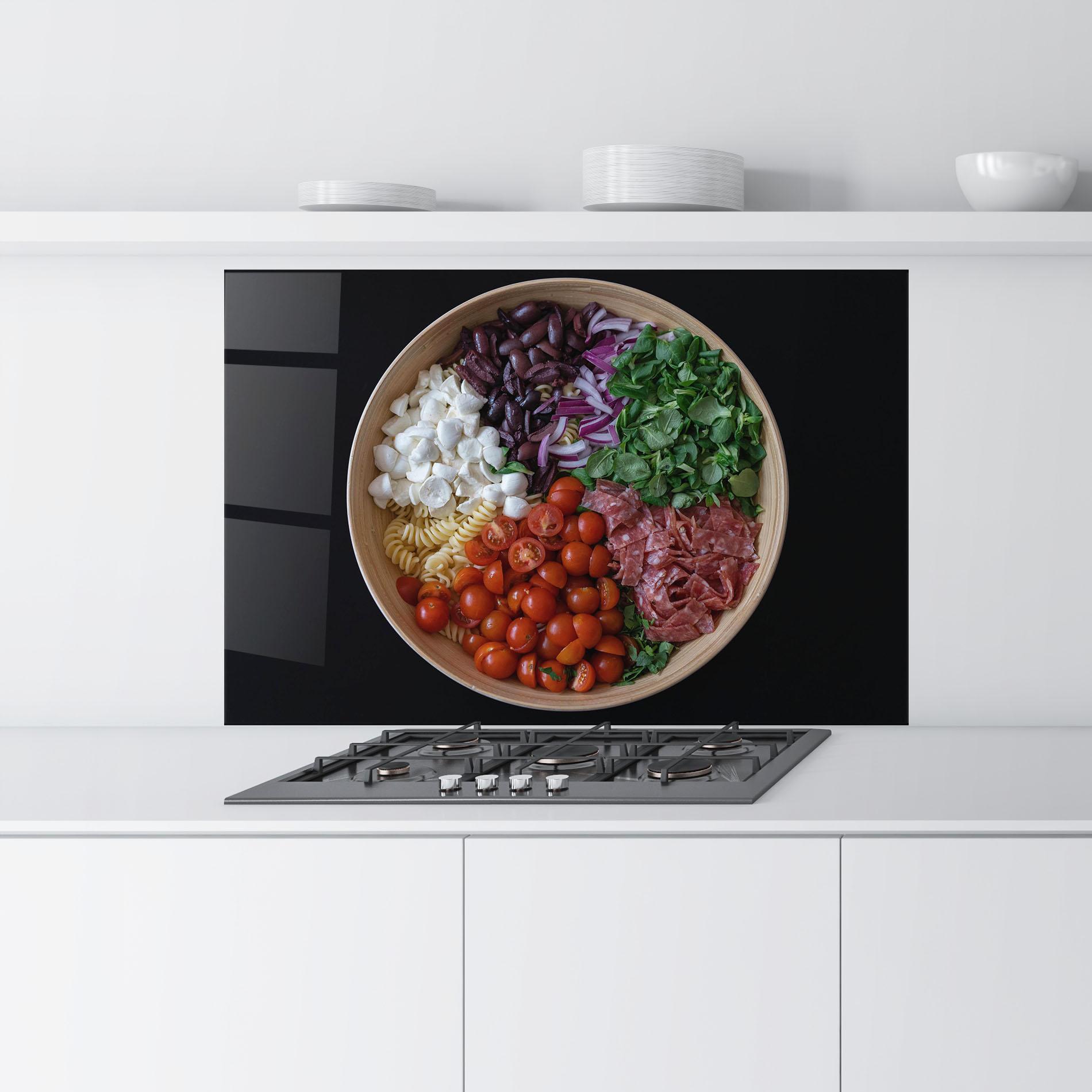 Konyhai üveg hátfal Mozzarella Salad mockup 9