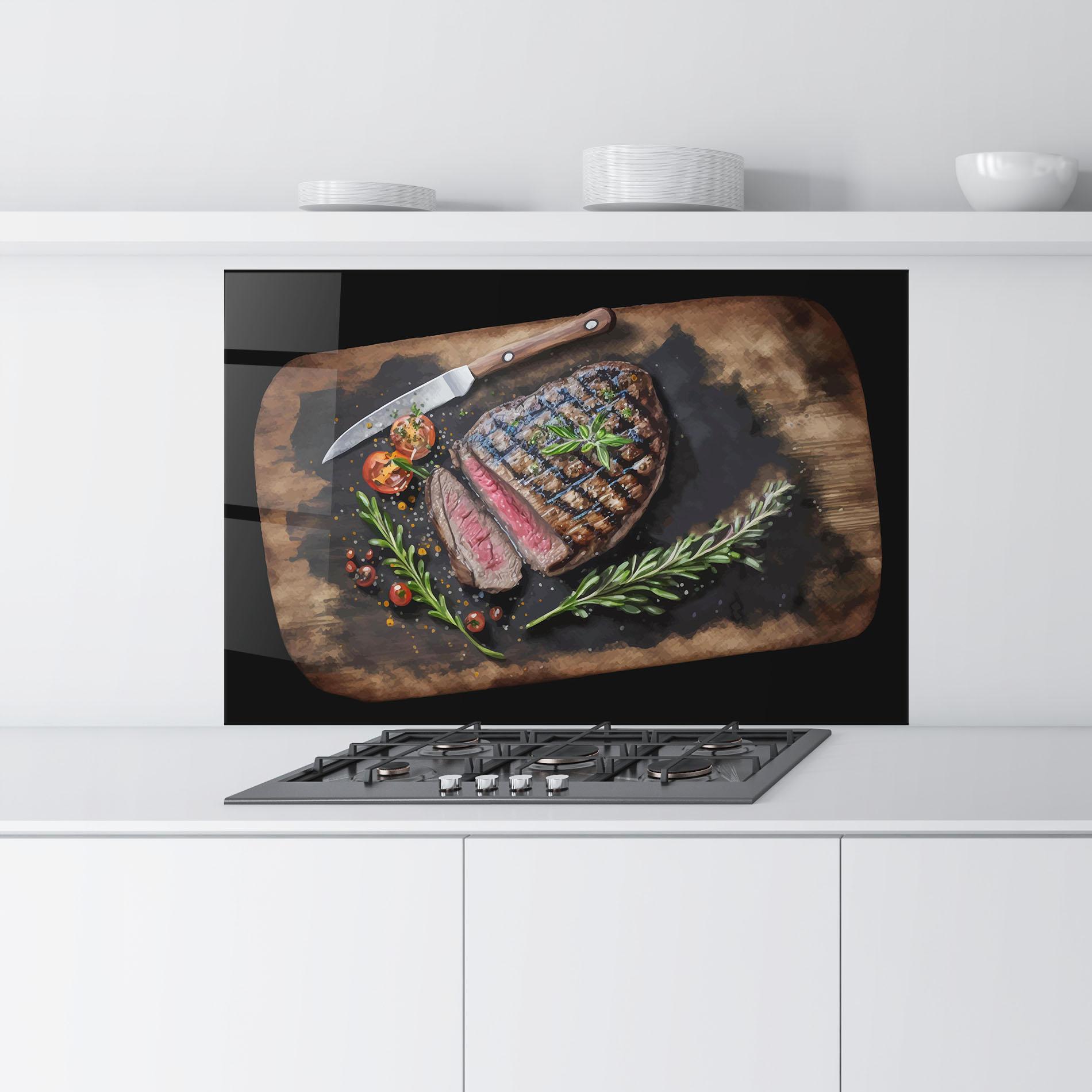 Konyhai üveg hátfal Tasty Meat mockup 9
