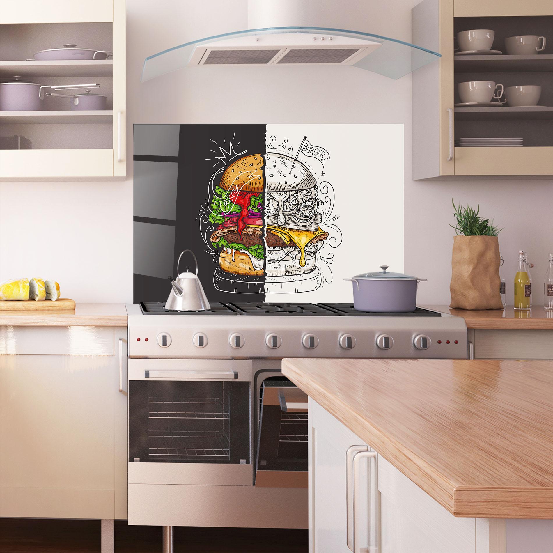 Konyhai üveg hátfal Burger Art mockup 1