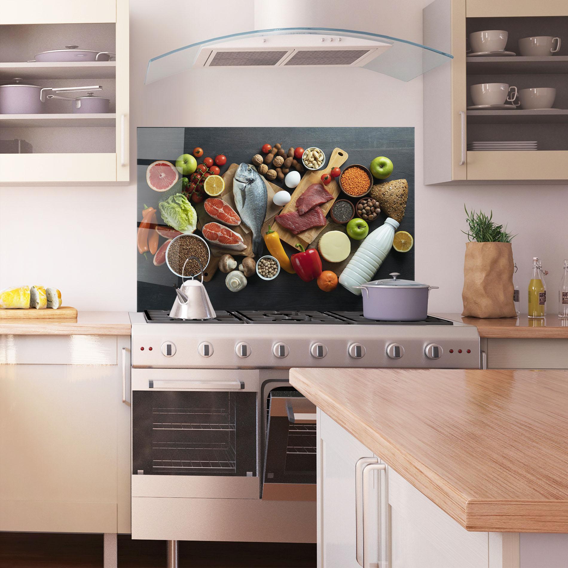 Konyhai üveg hátfal Food Ingredients mockup 1