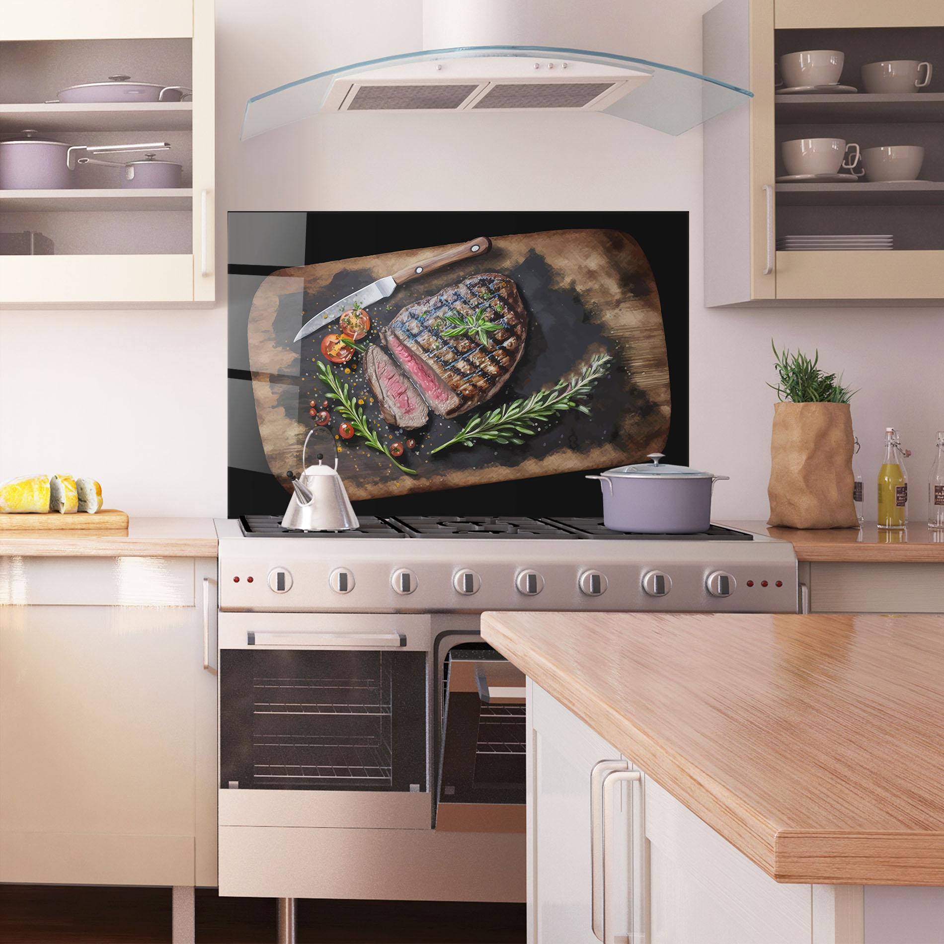 Konyhai üveg hátfal Tasty Meat mockup 1