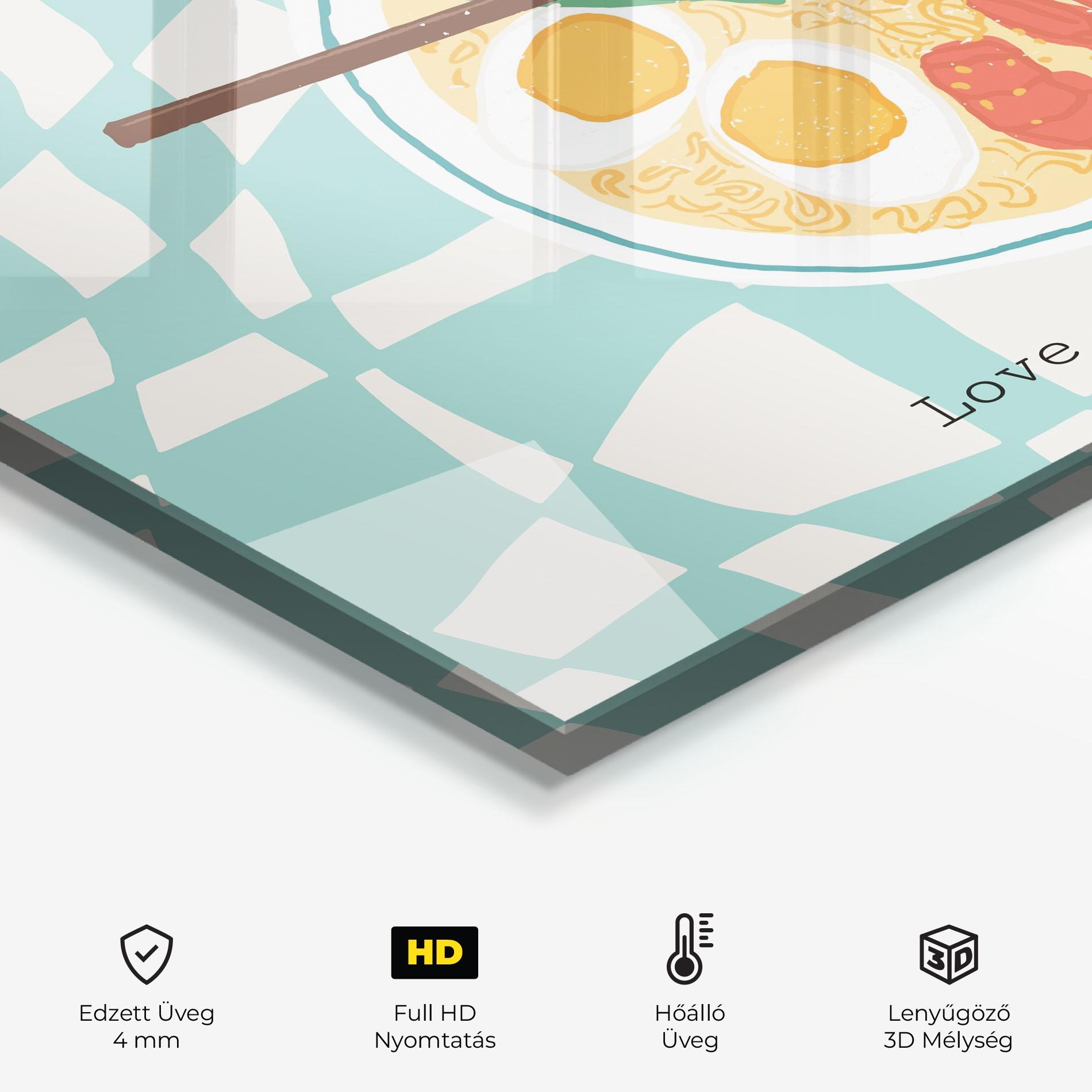 Konyhai üveg hátfal Food Love mockup 2