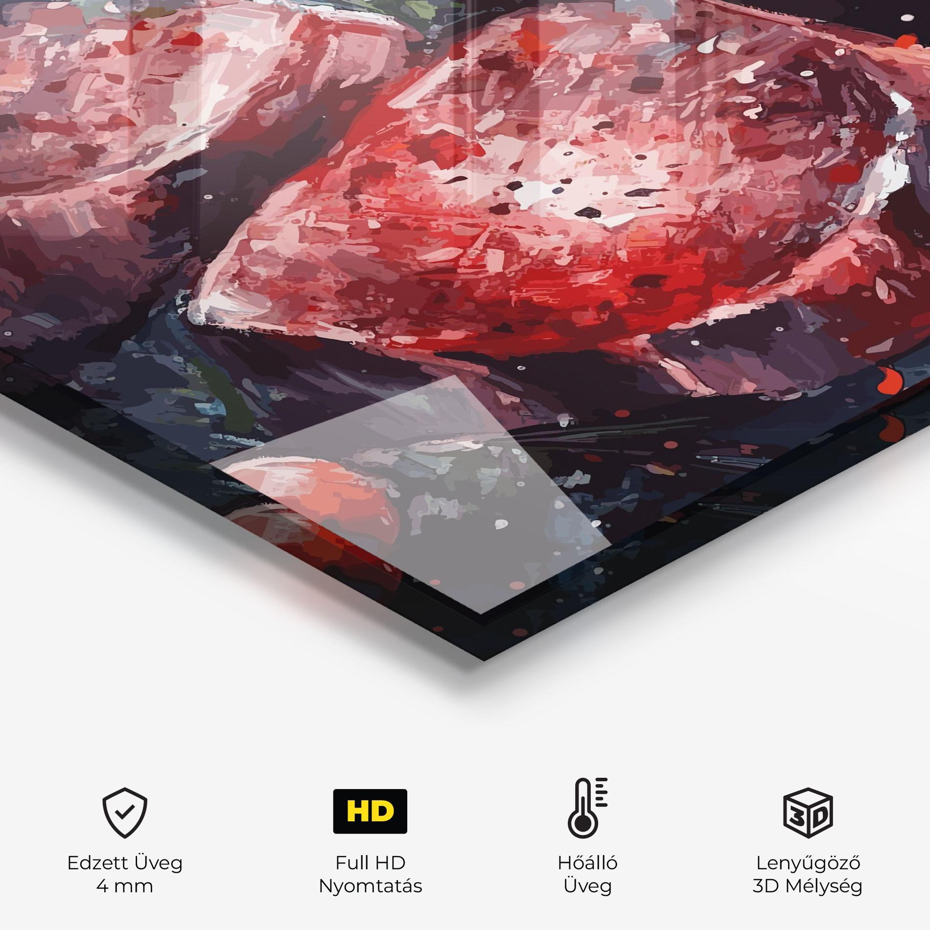 Konyhai üveg hátfal Meat Art mockup 2