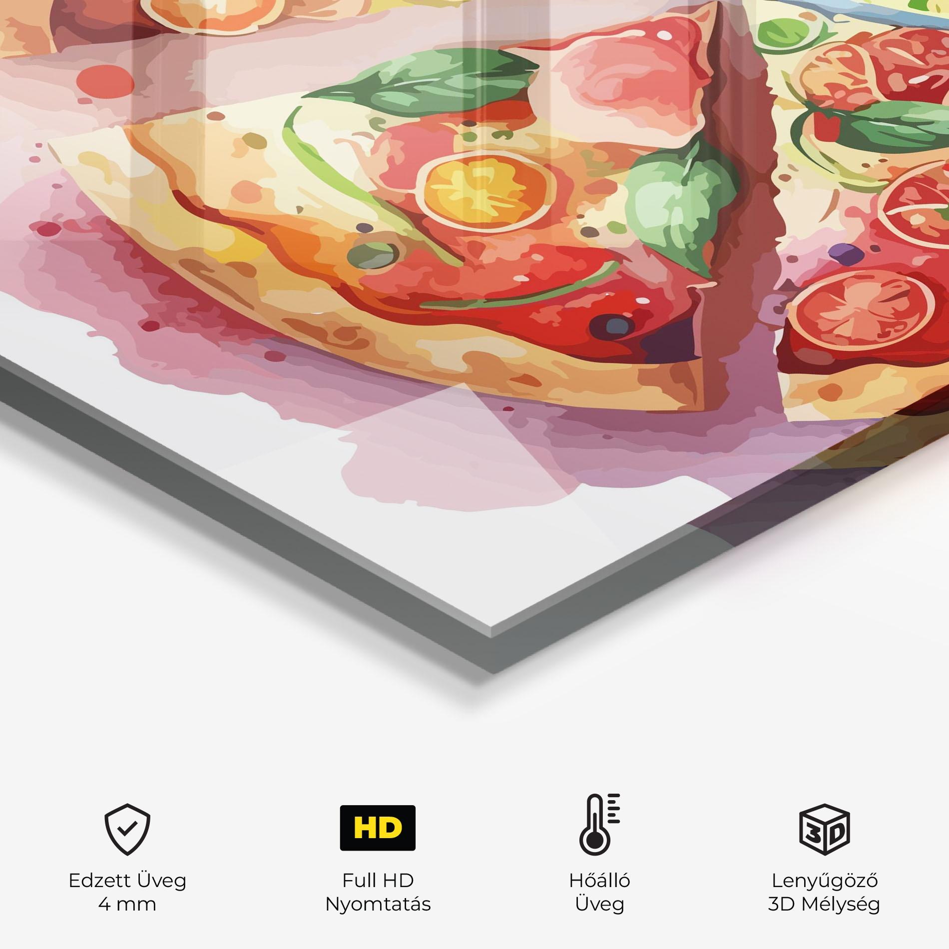 Konyhai üveg hátfal Watercolor Pizza mockup 2