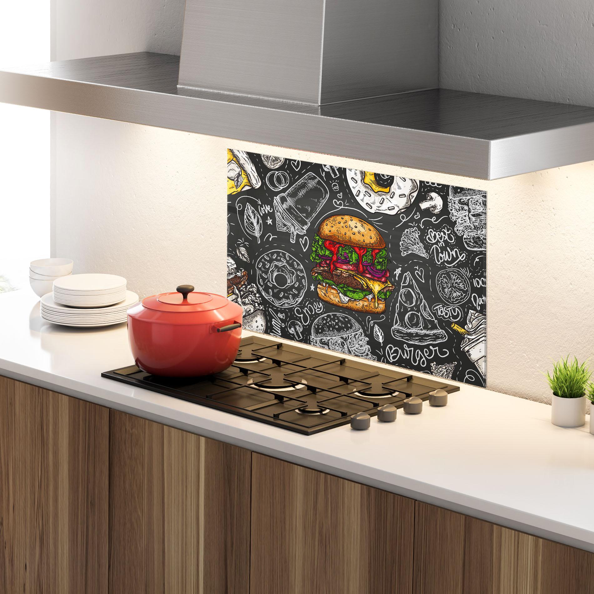 Konyhai üveg hátfal Color Mix Burger mockup 4