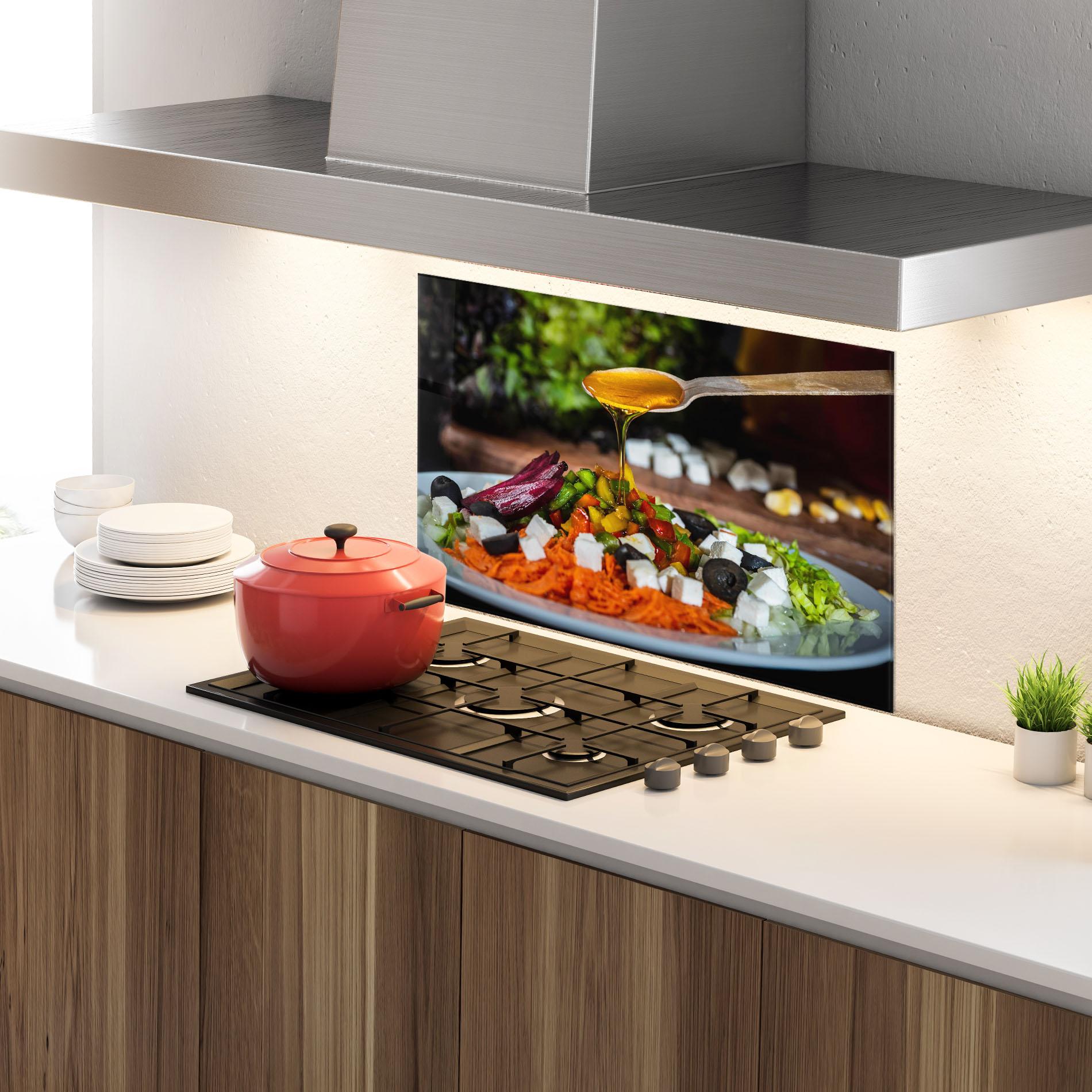 Konyhai üveg hátfal Honey Over Food mockup 4
