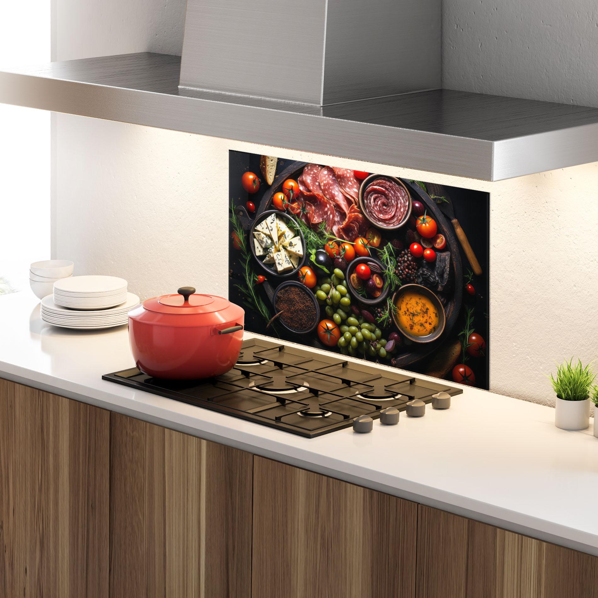 Konyhai üveg hátfal Meats Assortment mockup 4