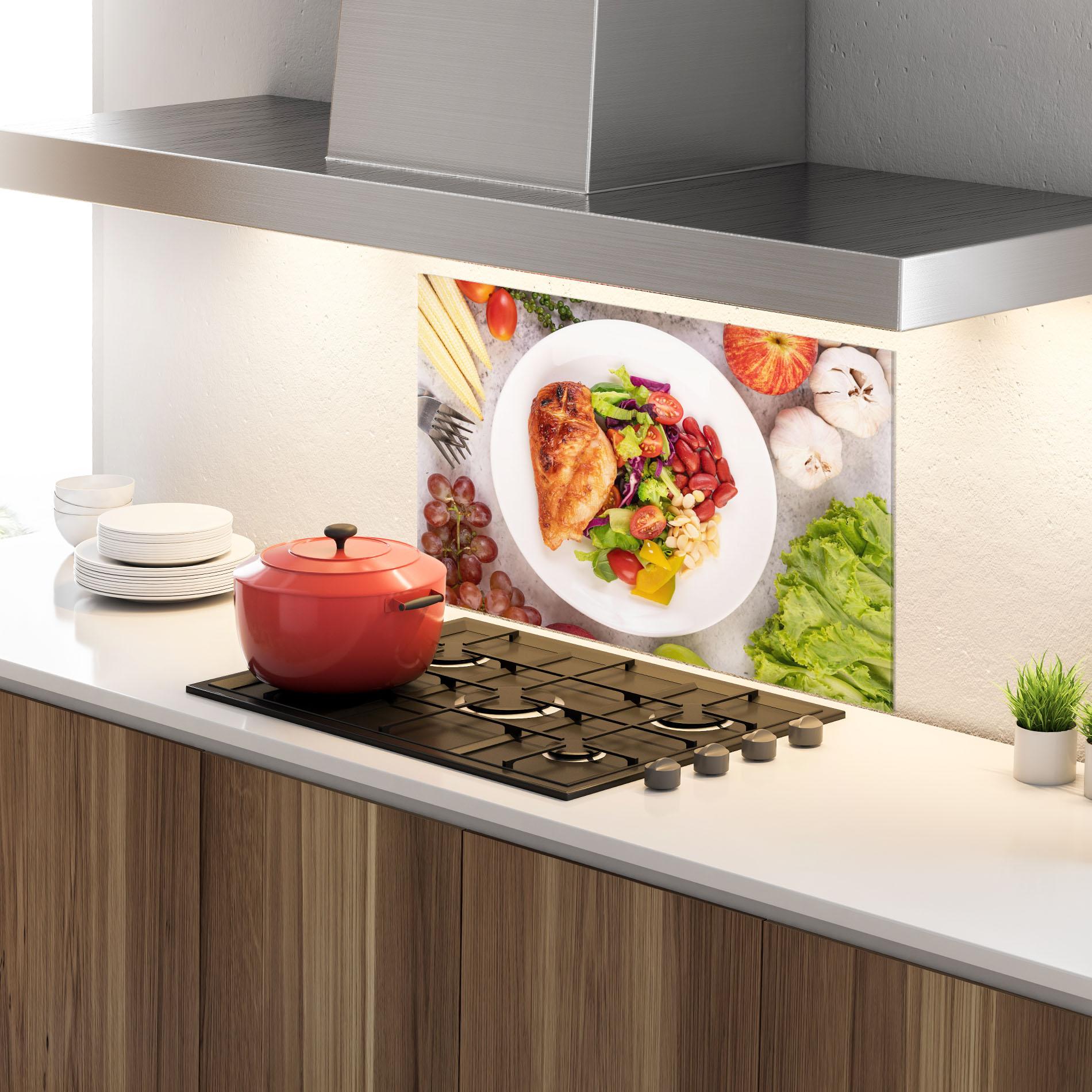 Konyhai üveg hátfal Salad With Chicken mockup 4