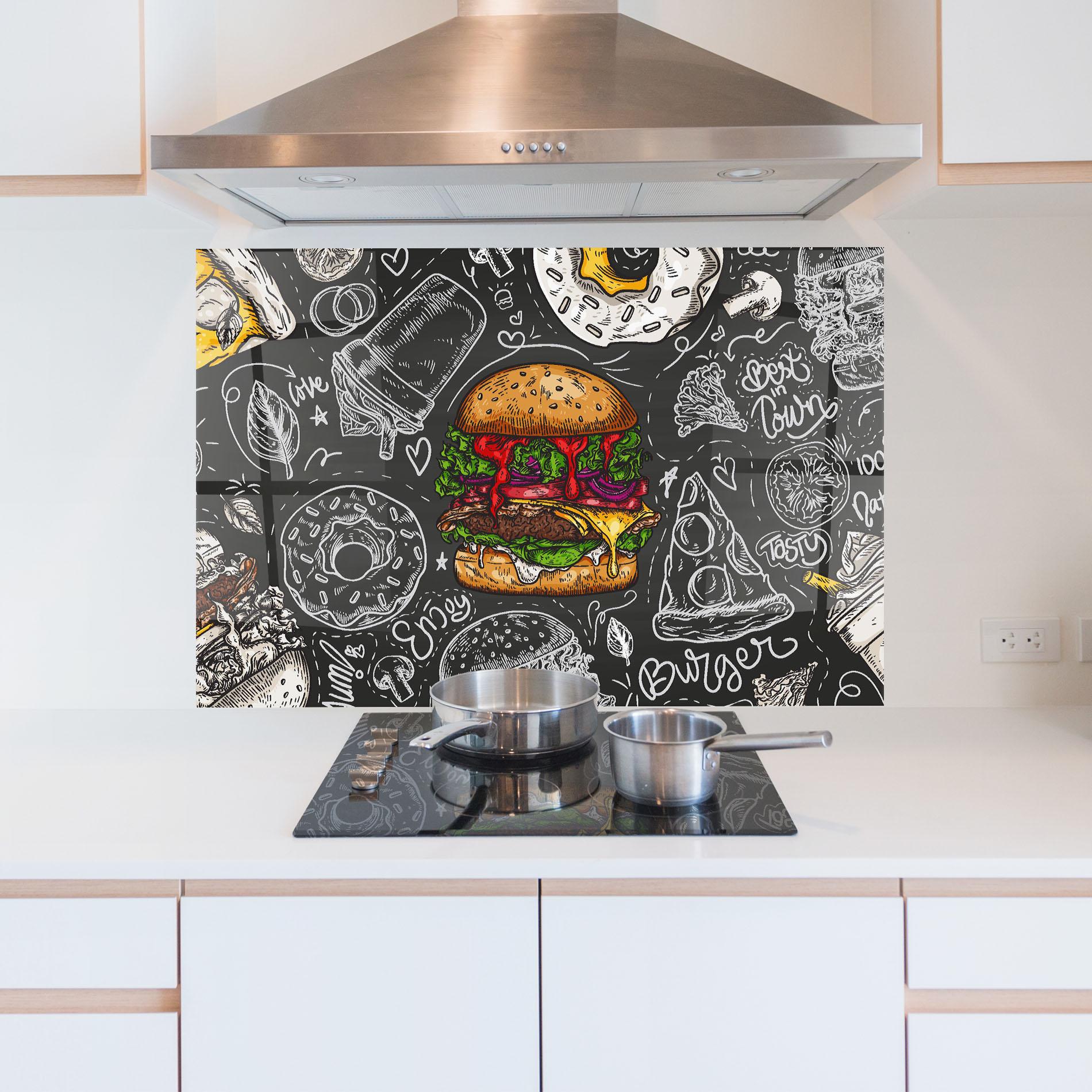 Konyhai üveg hátfal Color Mix Burger mockup 5